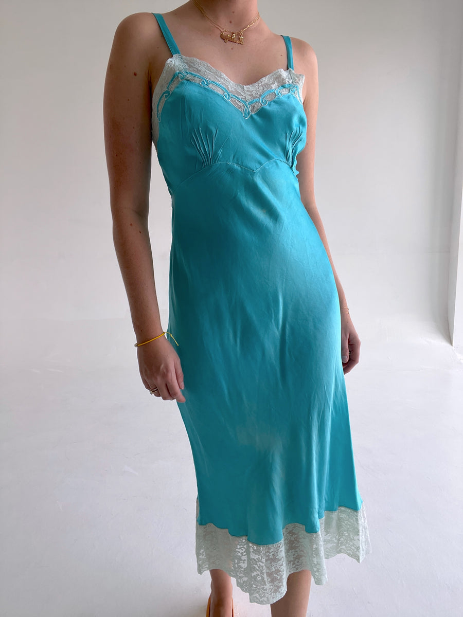 Hand Dyed Tropical Blue Silk Slip – Eveliina Vintage