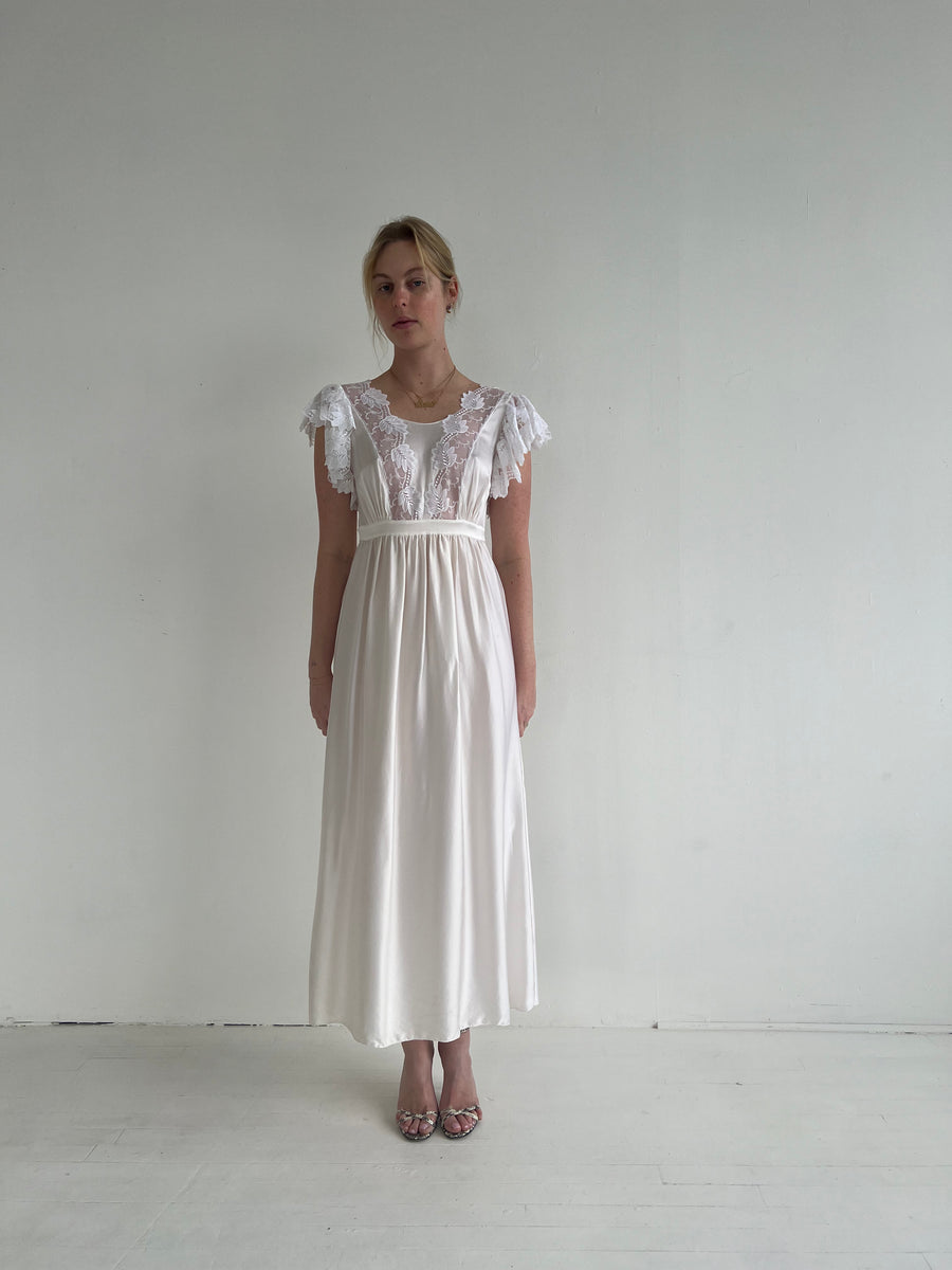 60's White Dress with Lace and Light Blue Detailing main image 0