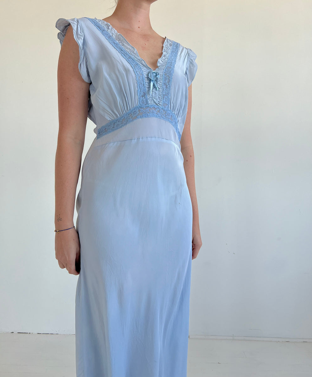 Hand Dyed Baby Blue Slip Dress – Eveliina Vintage