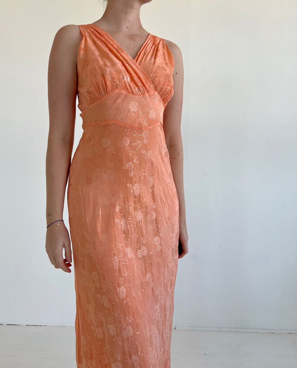 Hand Dyed Orange Jacquard Slip Dress – Eveliina Vintage