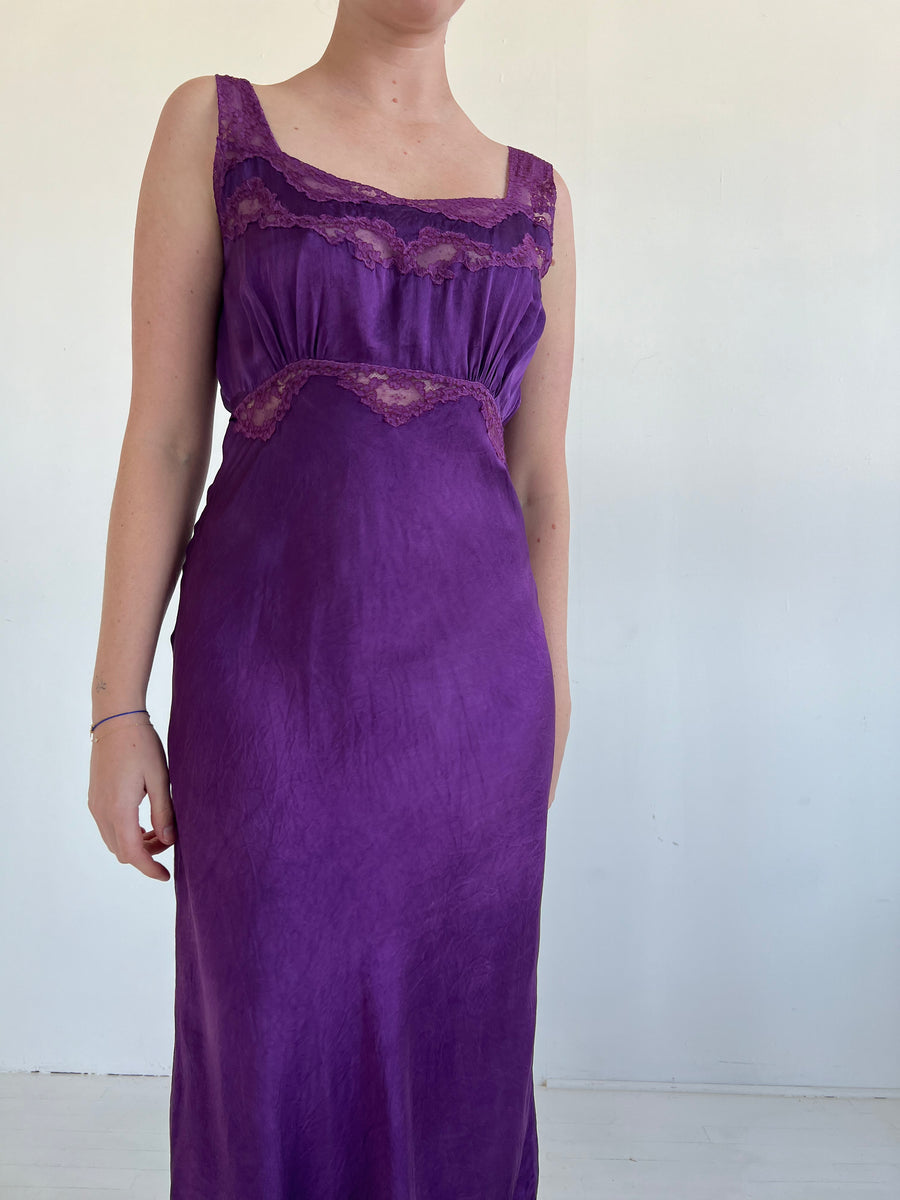 Hand Dyed Purple Silk Slip Dress Eveliina Vintage Hand Dyed Purple Silk Slip Dress Eveliina Vintage