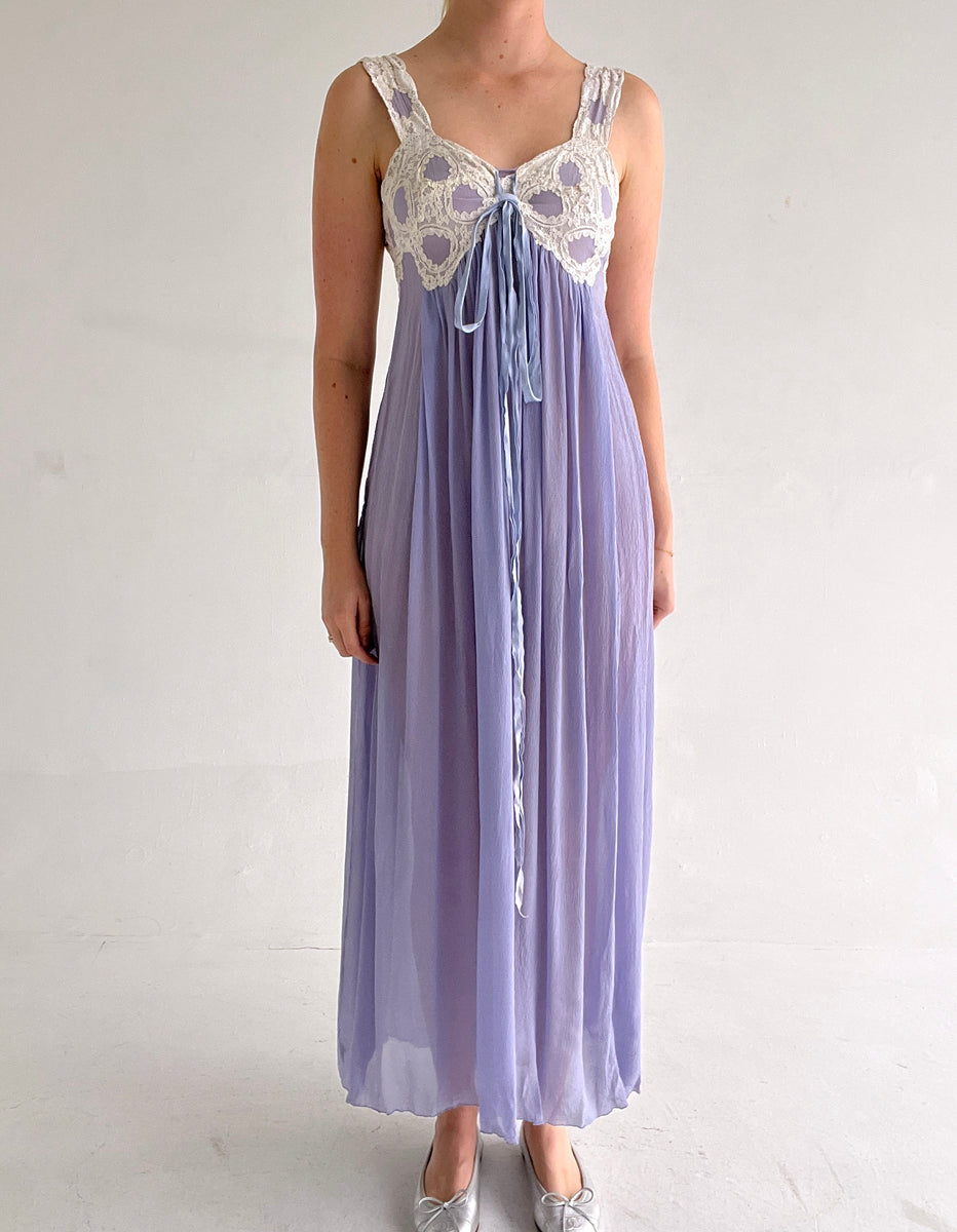 1930s Baby Blue Chiffon Dress