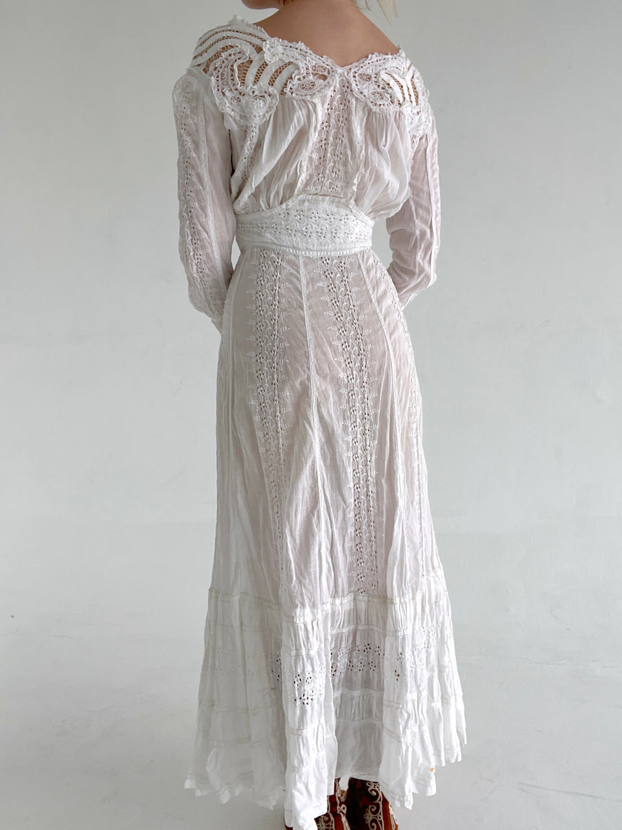 Victorian White Cotton Lawn Dress – Eveliina Vintage