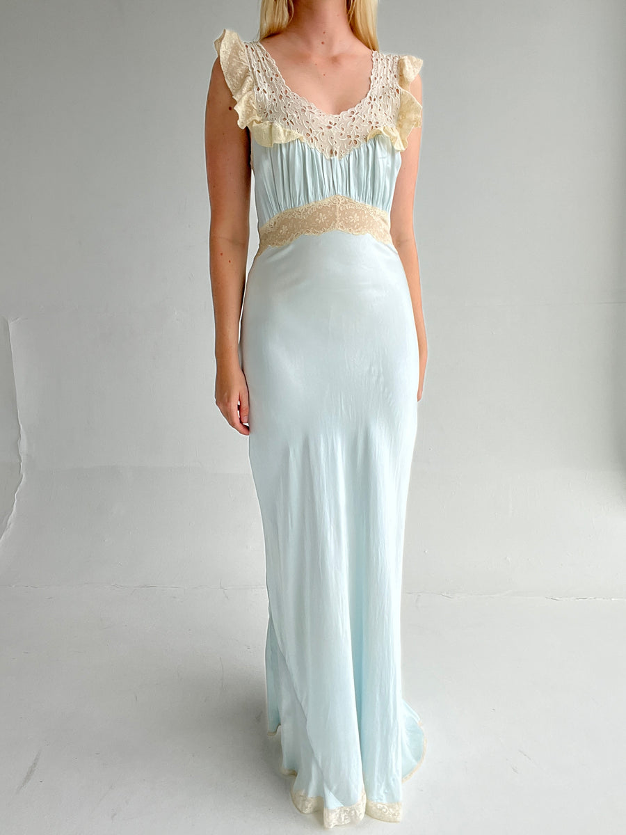 blue cream dress 1930's Baby with Lace Add sandals or wedges 18th Birthday Party Dresses YGroup_saskia-ponte-dress Apparel Size:Medium