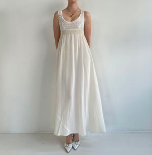 1930's Bridal White Silk Slip Dress With White Lace