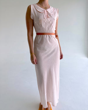 1930's Pink Plaid Cotton Slip Dress