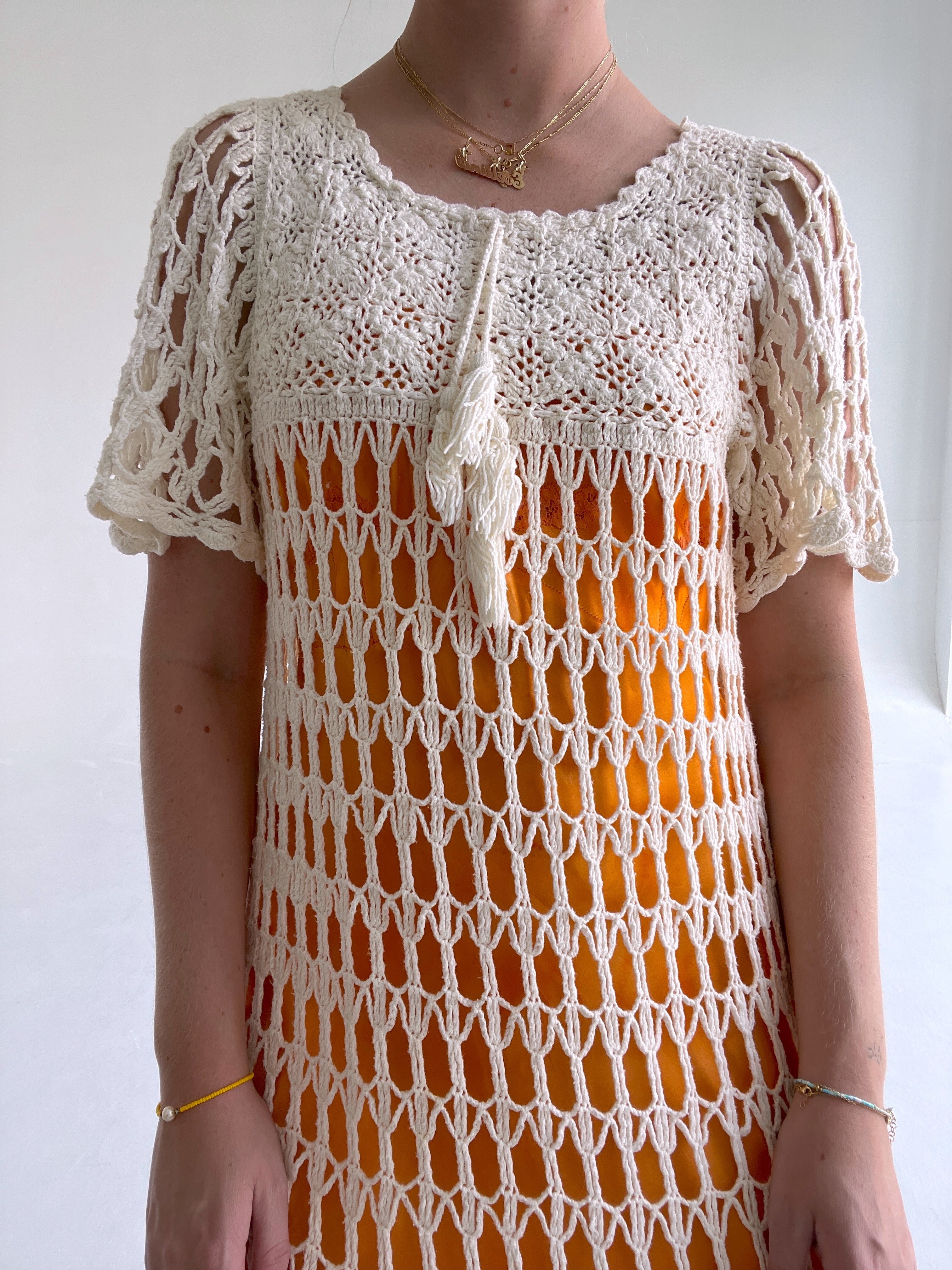 1970's Cream Crochet Dress