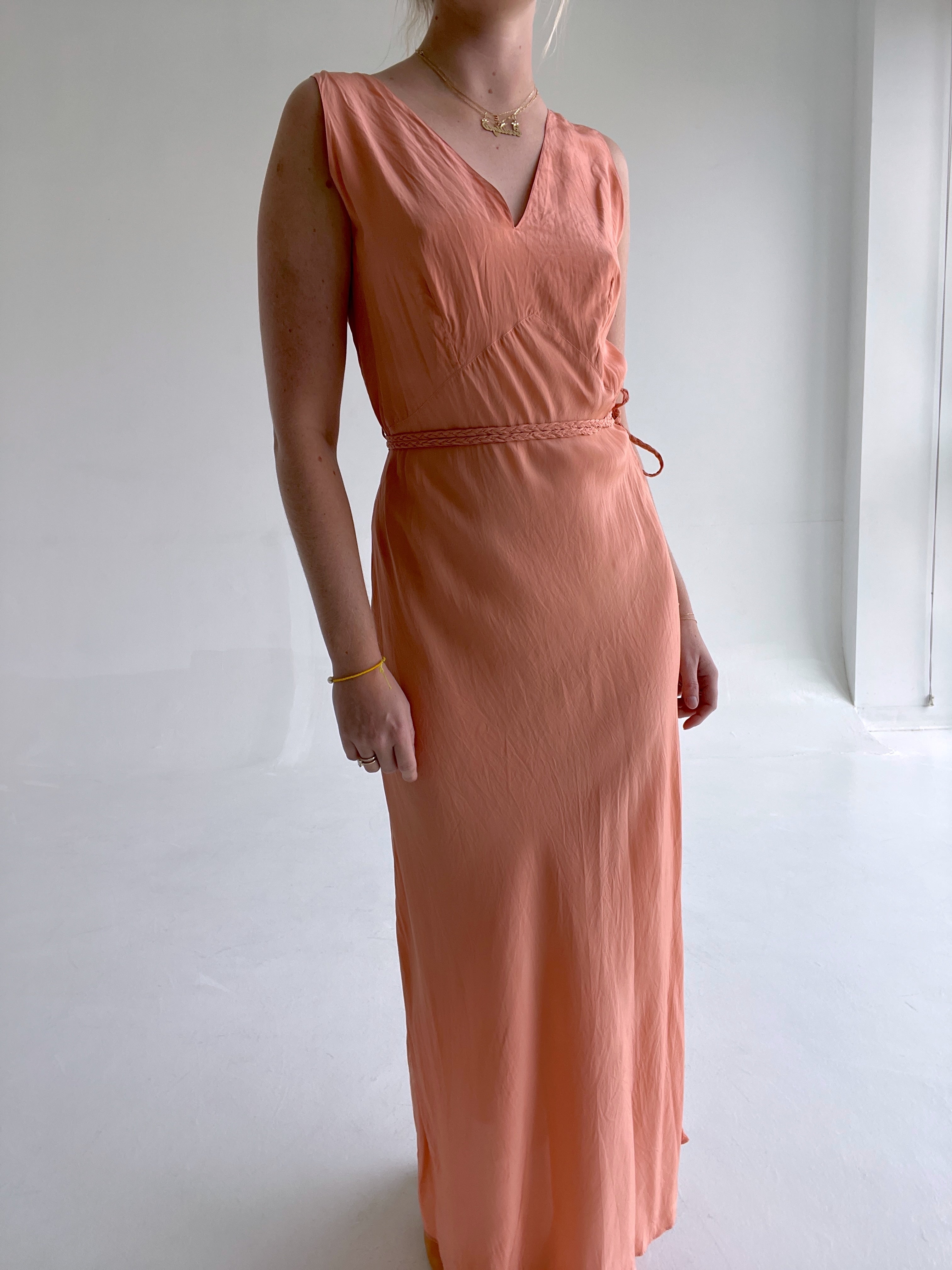 1930's Dusty Peach Silk Slip Dress