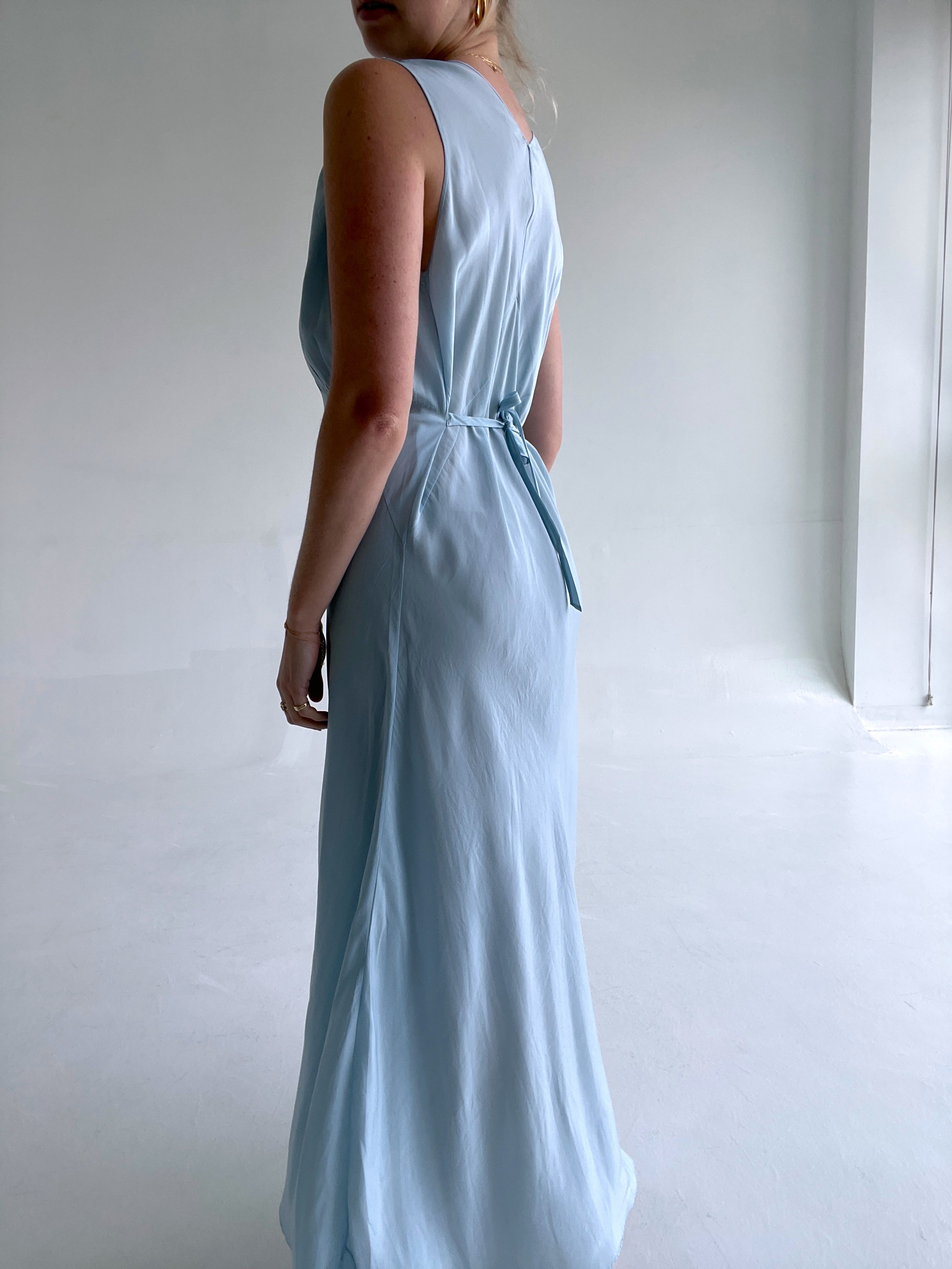1930's Sky Blue Silk Slip Dress Eveliina Vintage 1930's Sky Blue Silk Slip Dress Eveliina Vintage