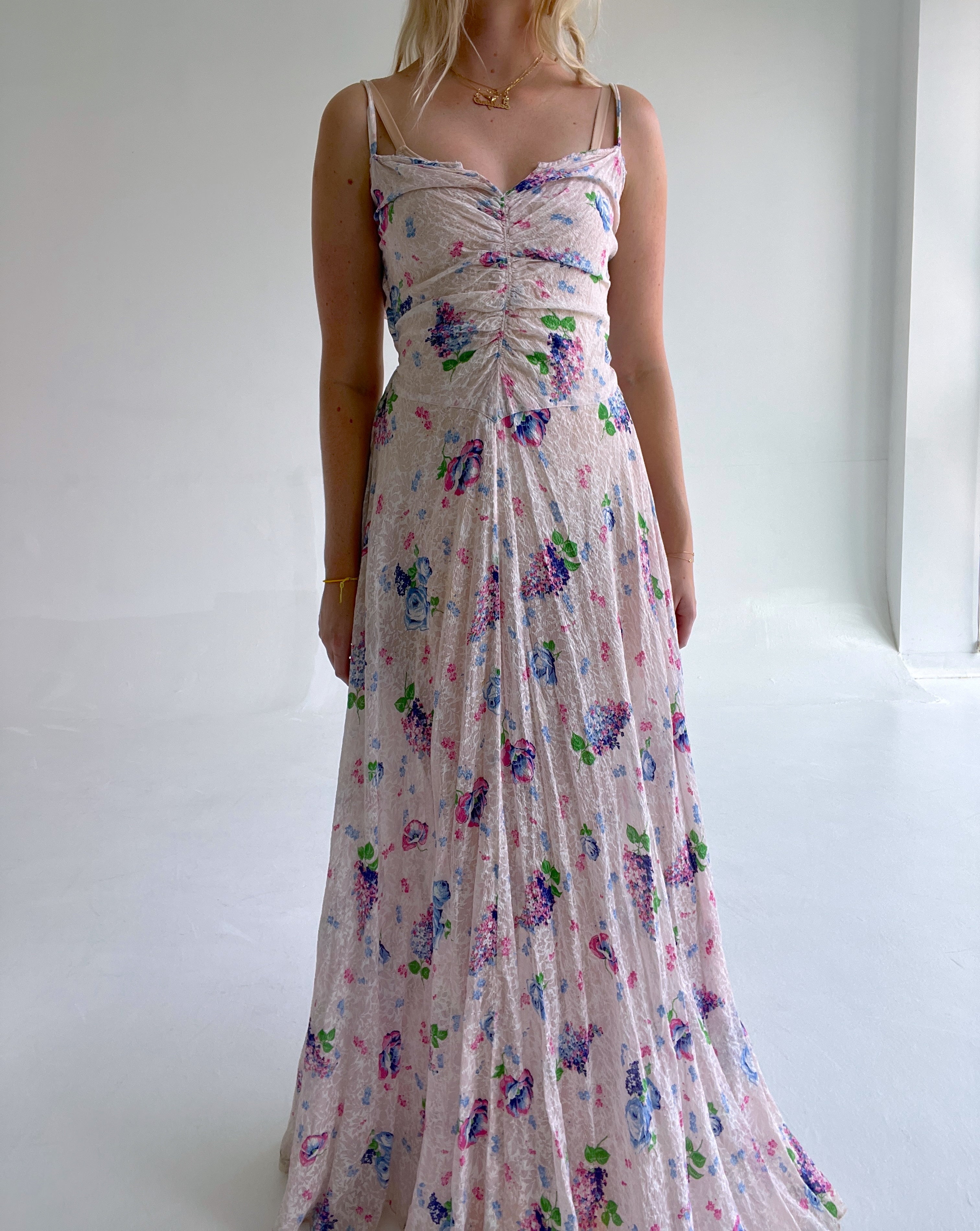 1930's Floral Print Cotton Voile Gown – Eveliina Vintage