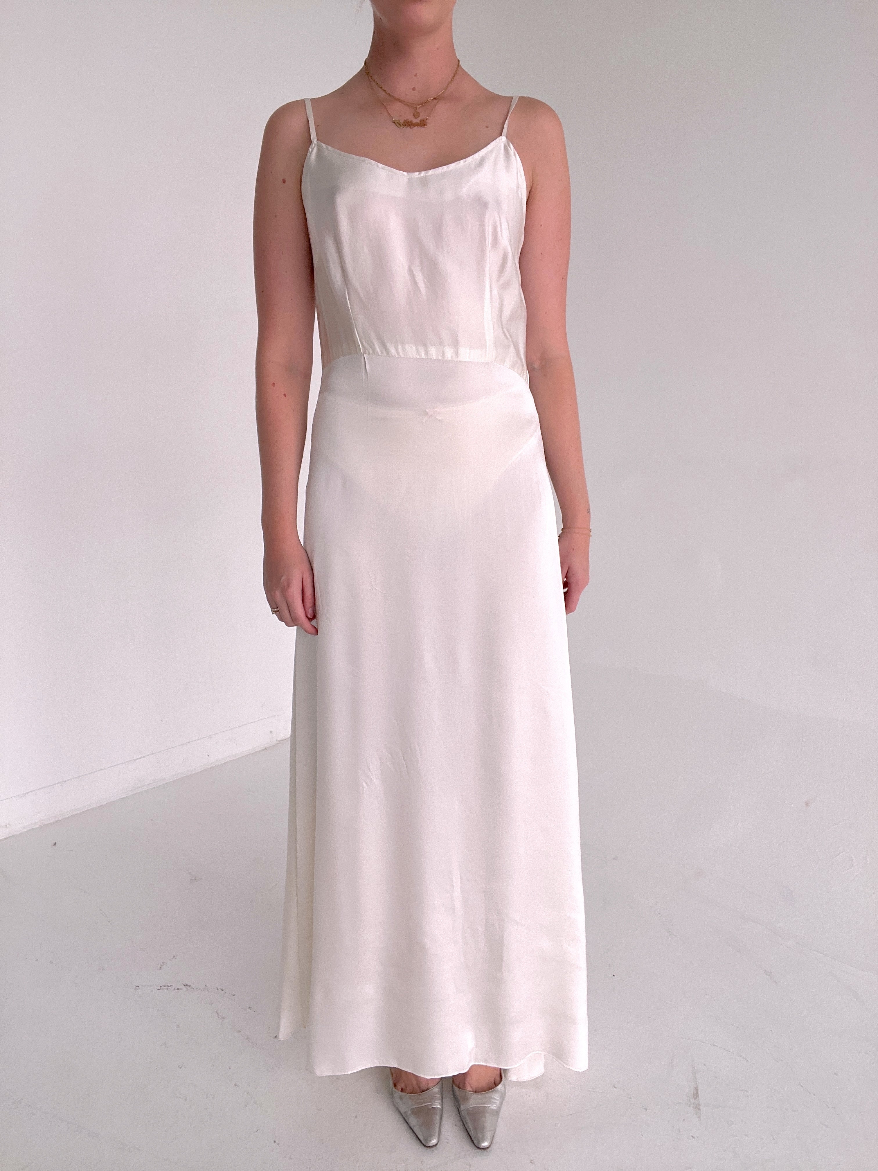 1940's White Satin Dress Eveliina Vintage 1940's White Satin Dress Eveliina Vintage