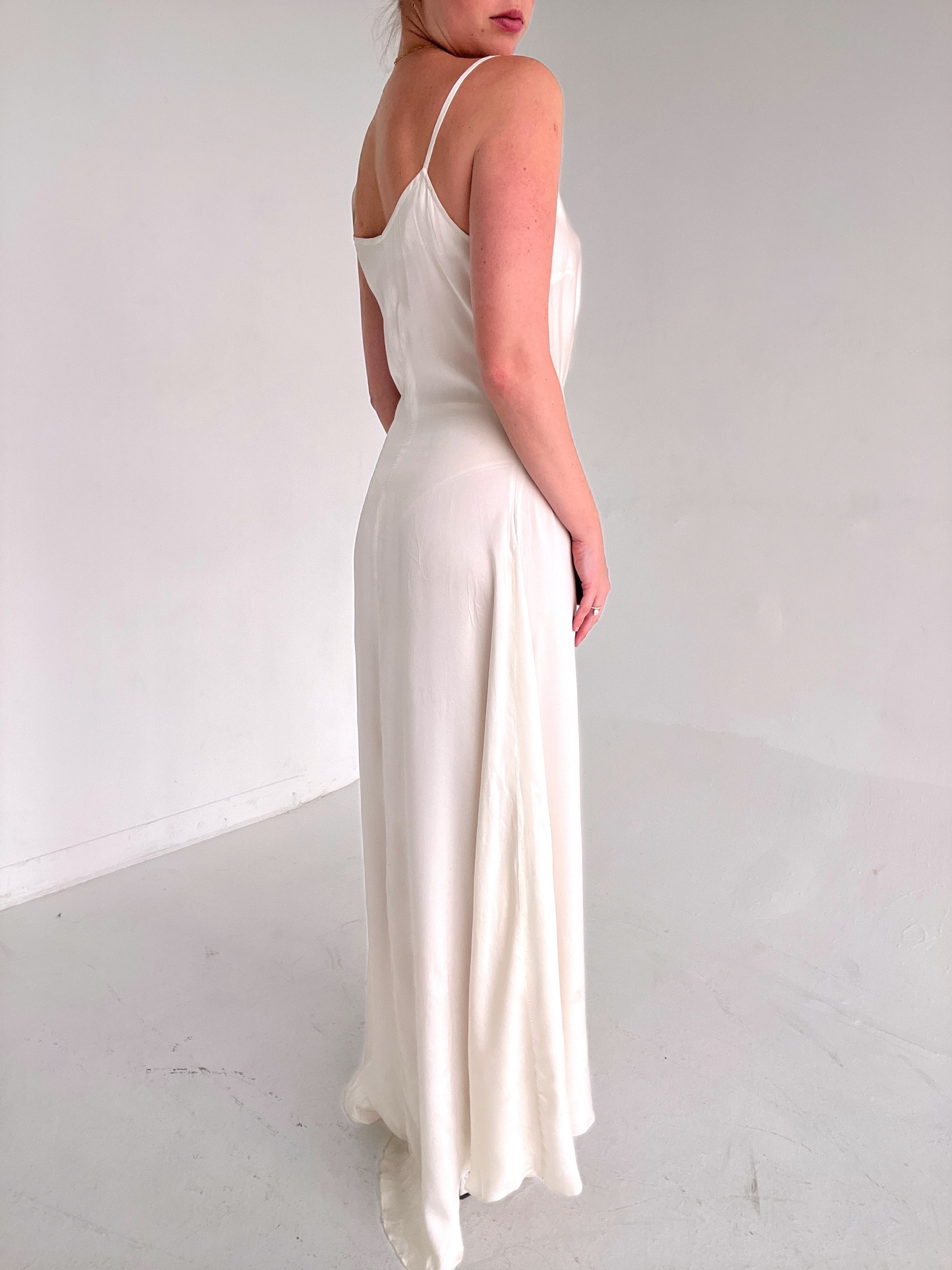 satin white dress 1940's White Satin Dress – Eveliina Vintage