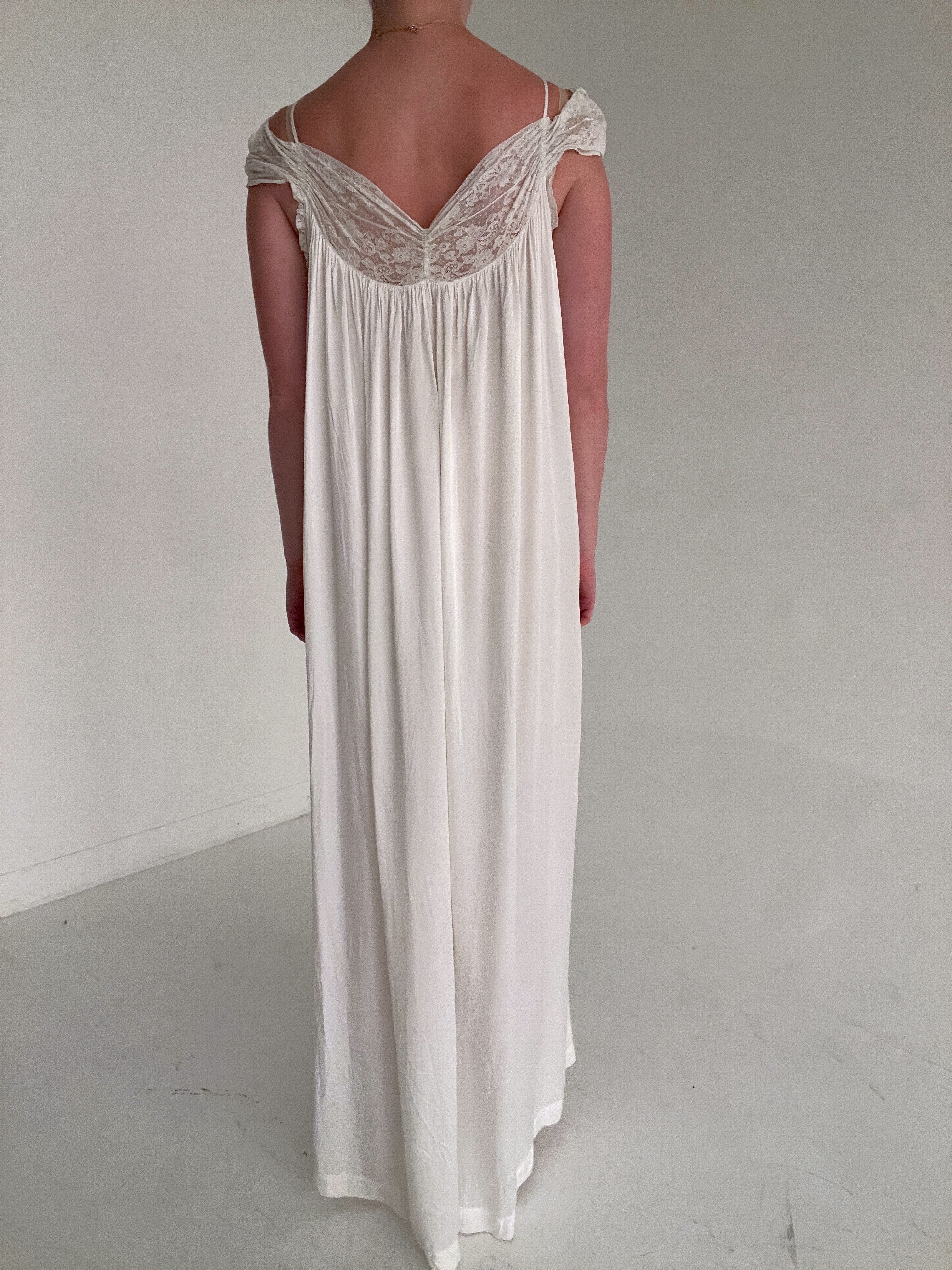 1930's Bridal White Satin Slip Dress