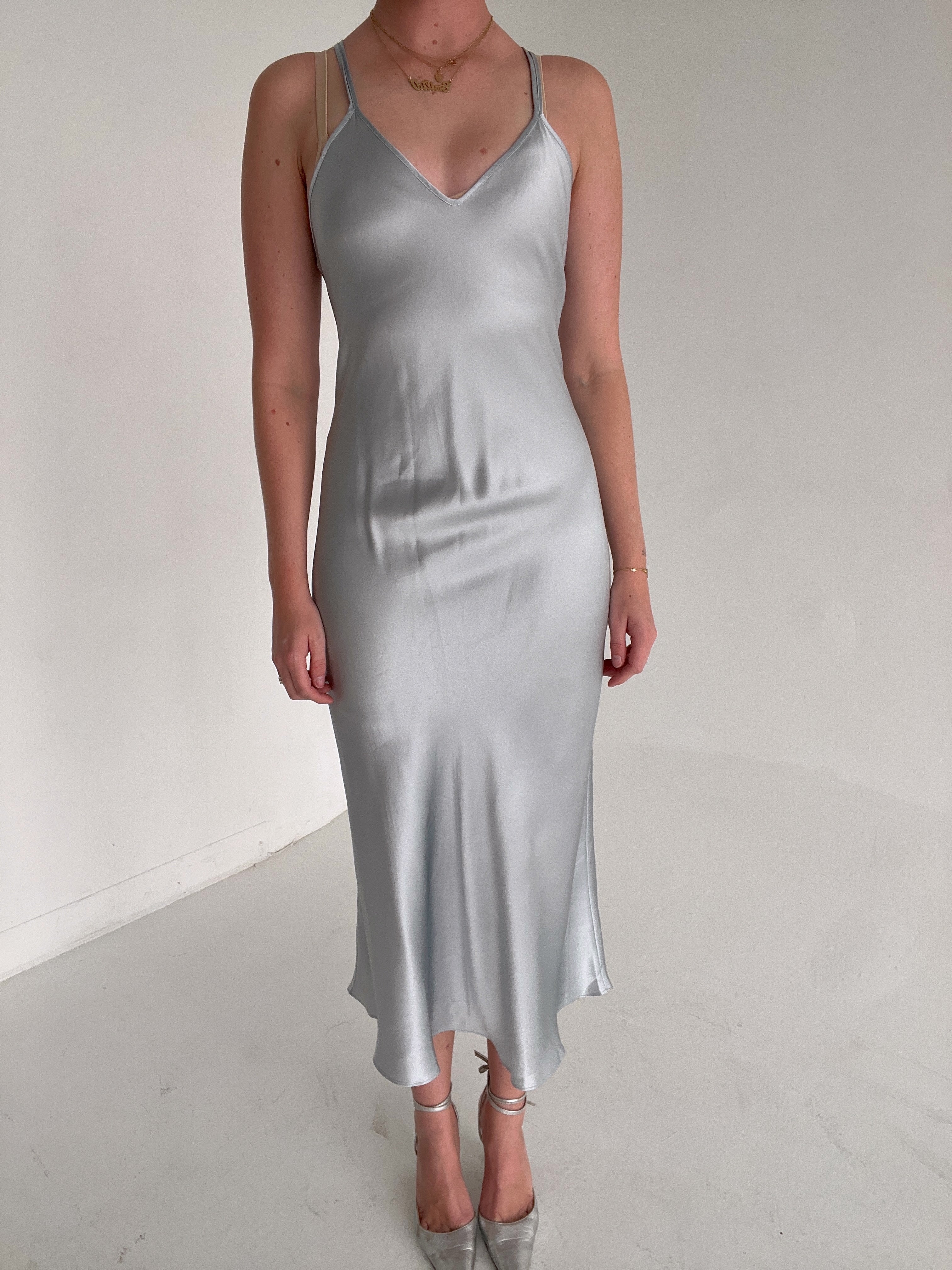 1990's Icy Blue Silk Slip Dress – Eveliina Vintage