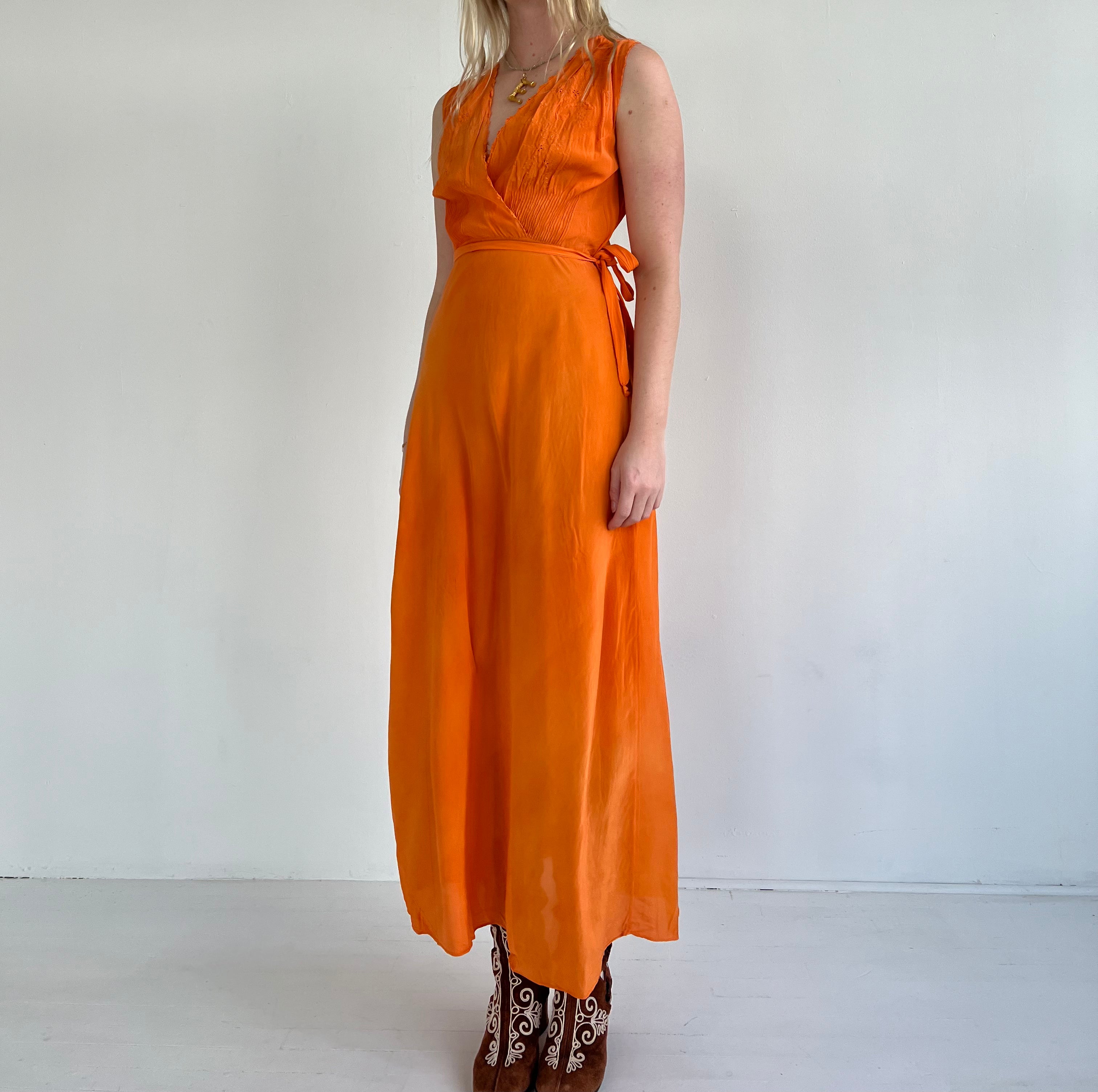 orange satin slip dress Burnt Orange Cowl Neck Silk Satin Midi Length Slip Dress,bias Cut Adjustable Spaghetti Straps,date,bridesmaid Pumpkin Spice,rust,terracotta