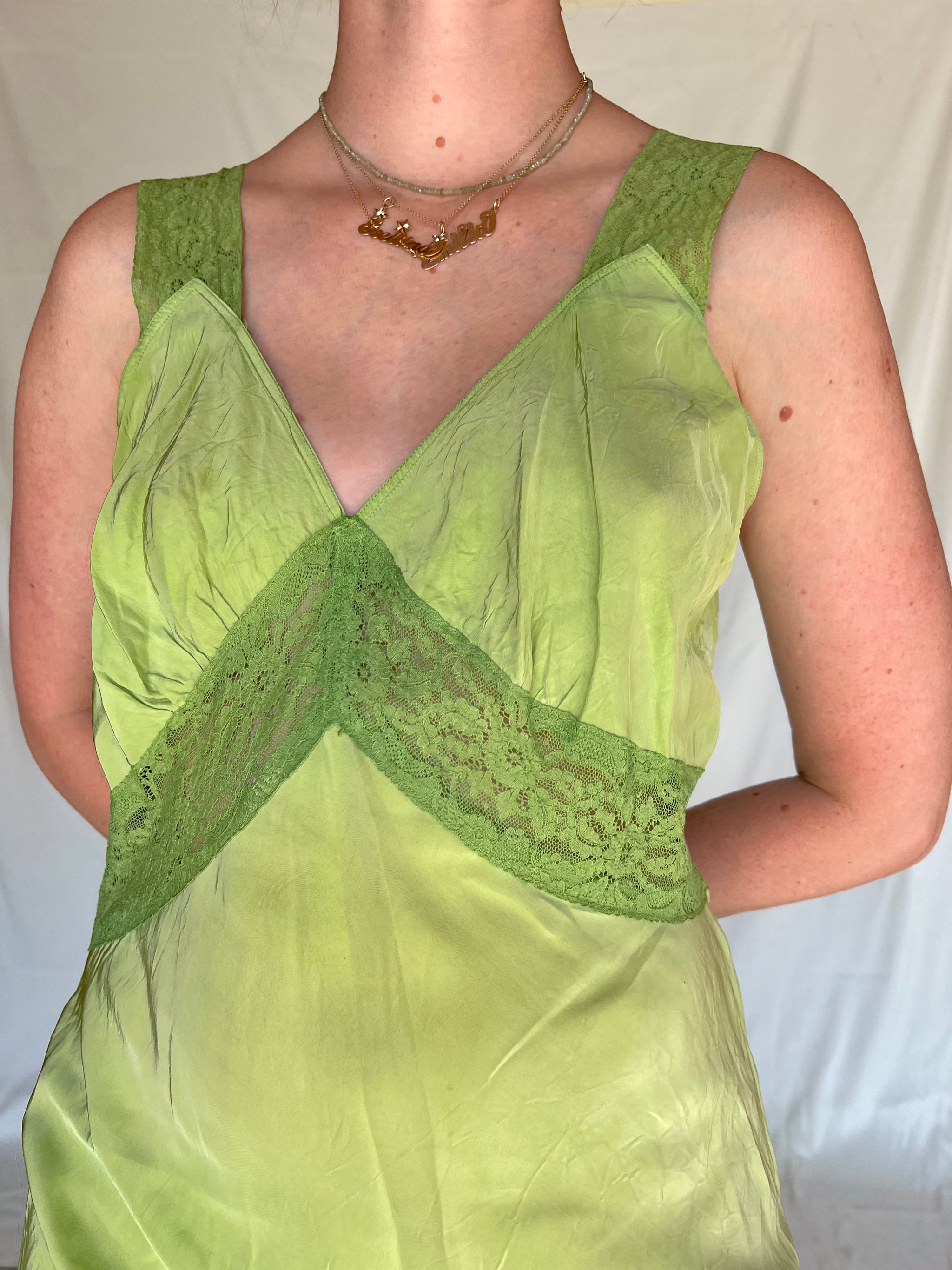 Hand Dyed Green Slip Dress – Eveliina Vintage