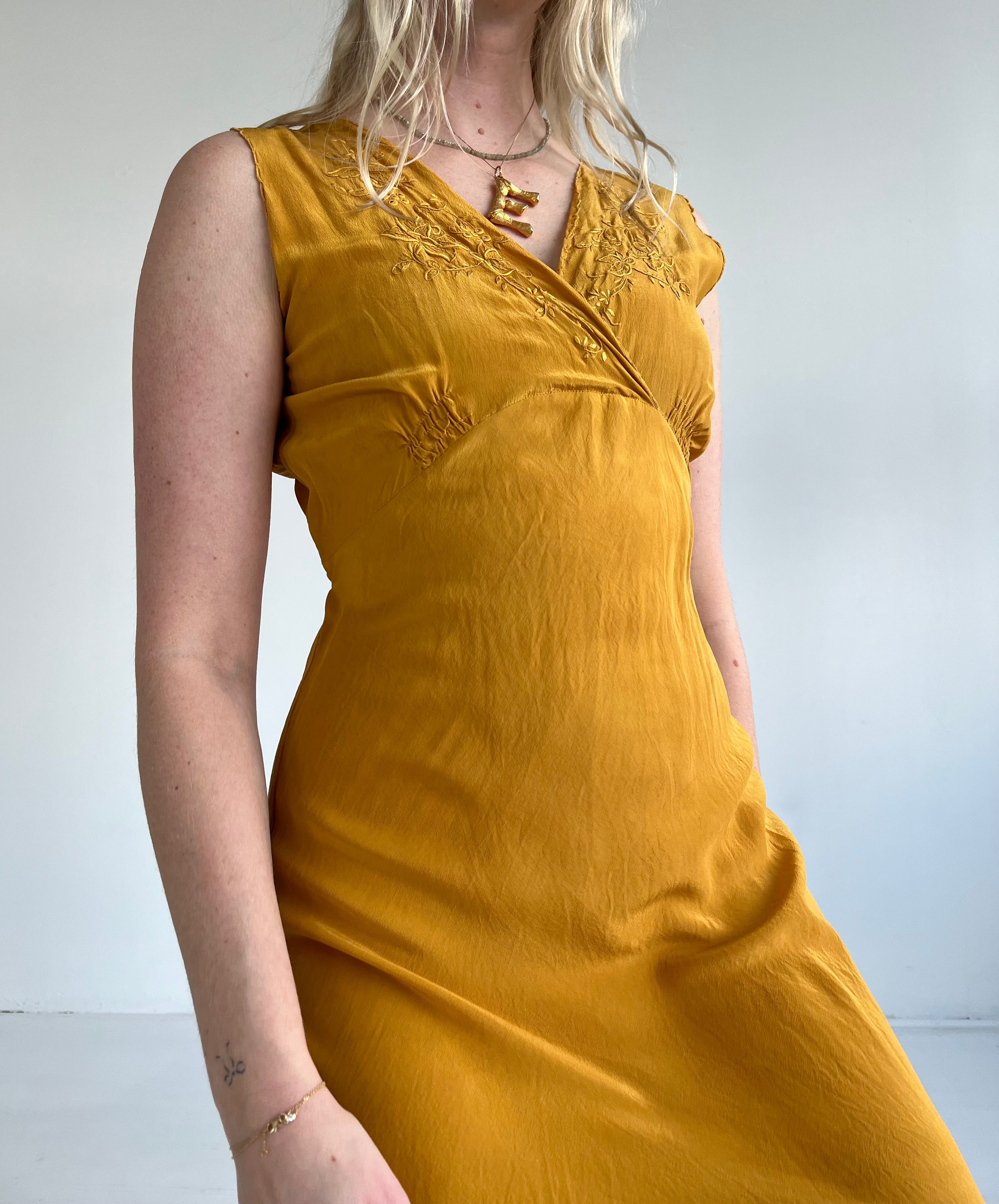 Mustard sales slip dress
