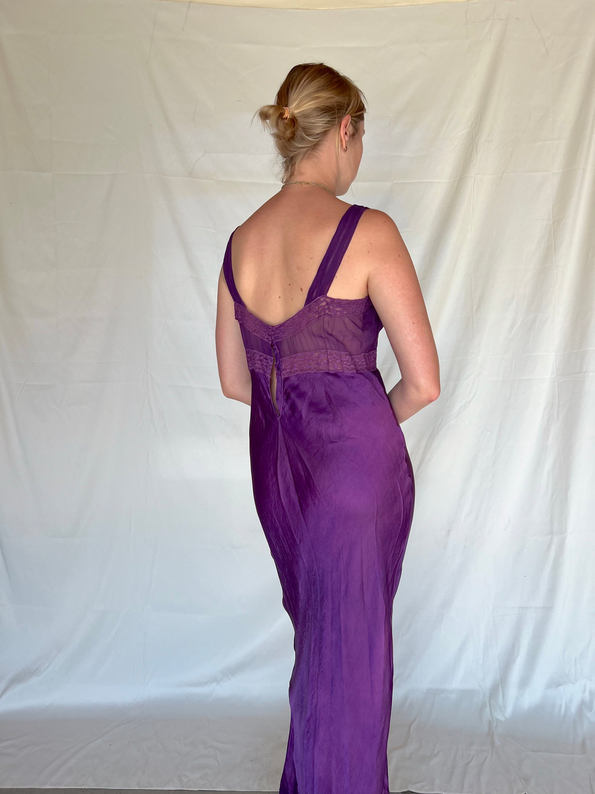 Hand Dyed Deep Purple Silk Slip Dress Eveliina Vintage Hand Dyed Deep Purple Silk Slip Dress Eveliina Vintage