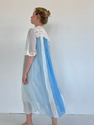 1930's Blue Ombré Silk Chiffon Robe – Eveliina Vintage