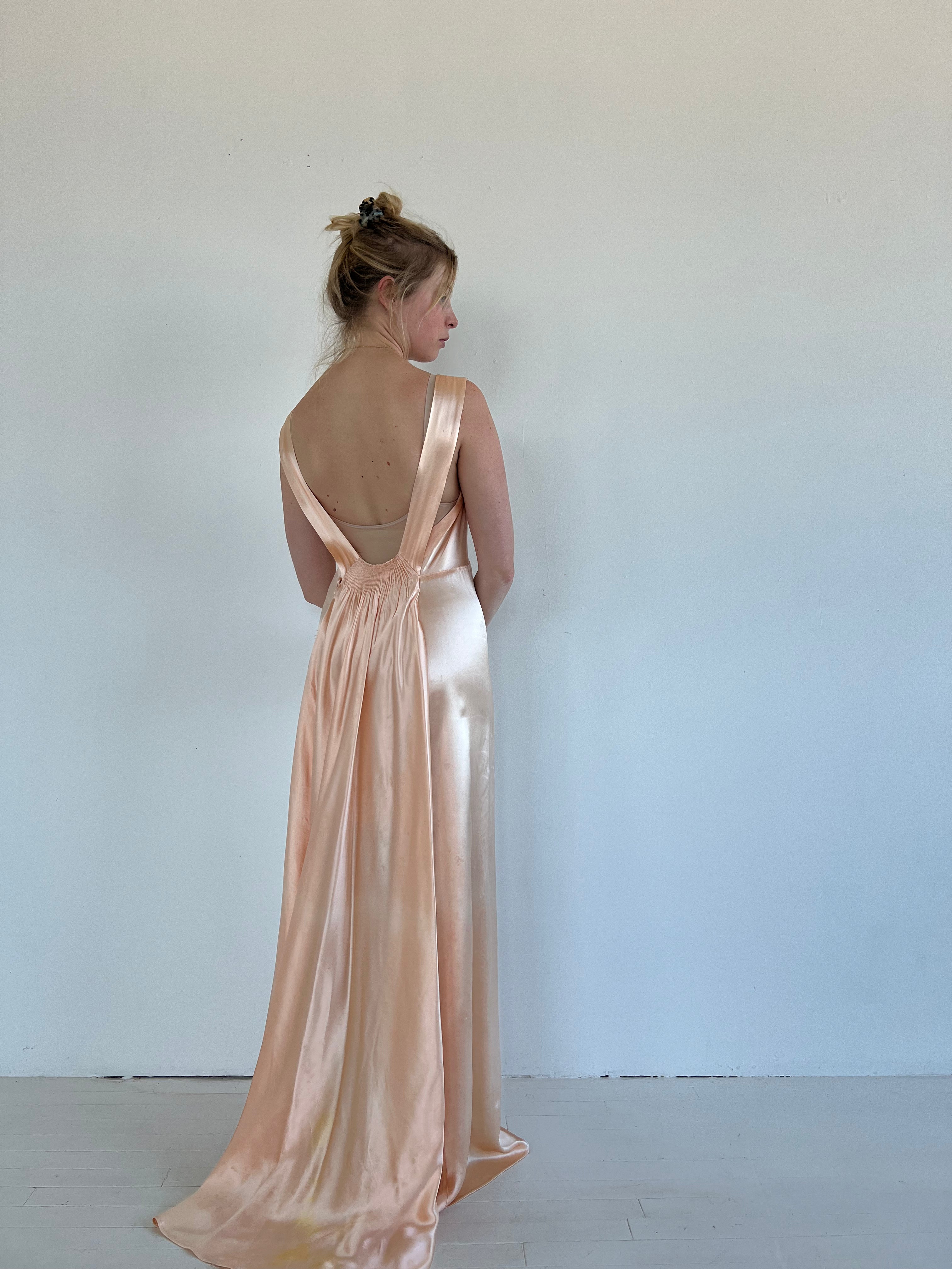 pink silk dress vintage Vintage 1930s/40s Pink Silk Gown