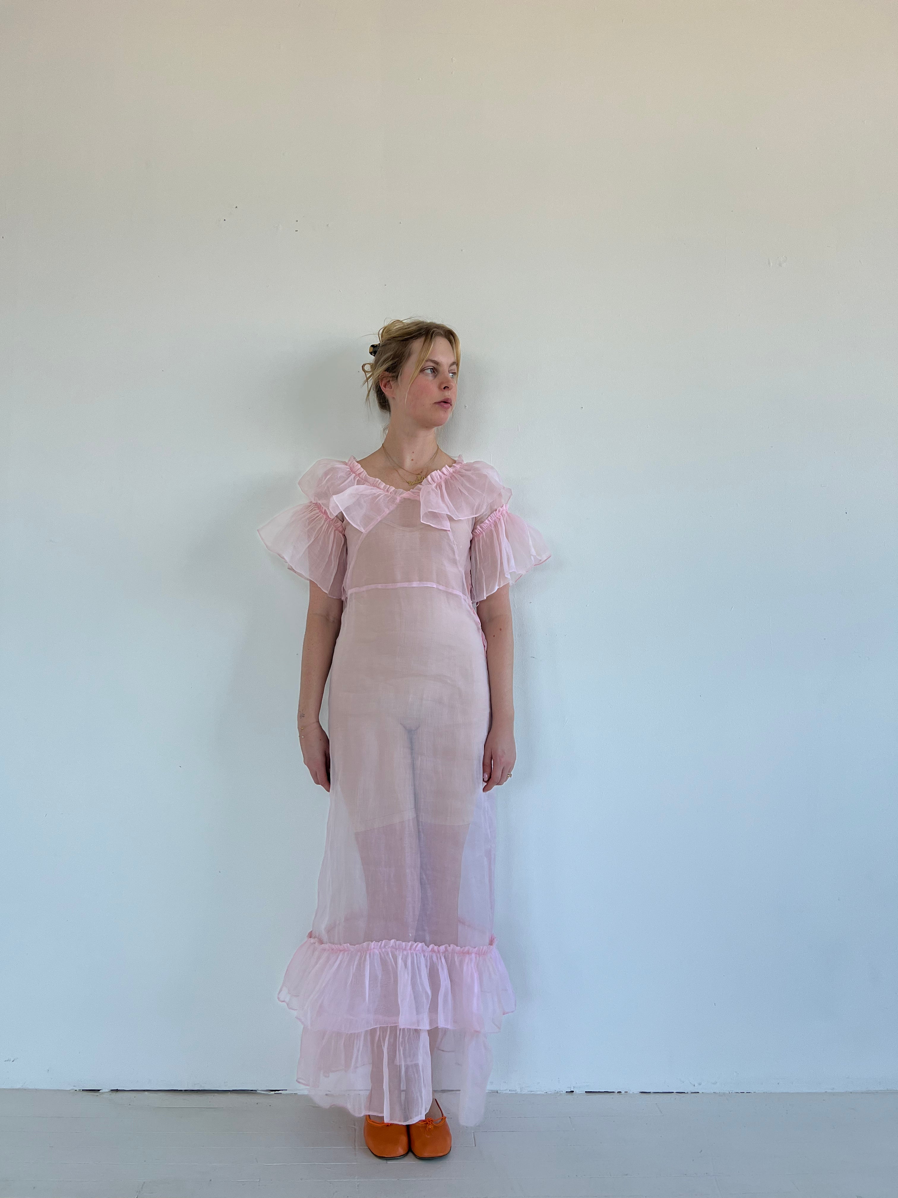 1930's Baby Pink Cotton Organza Dress Eveliina Vintage 1930's Baby Pink Cotton Organza Dress Eveliina Vintage