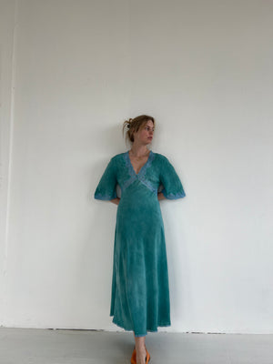 Hand Dyed Turquoise Silk Dress
