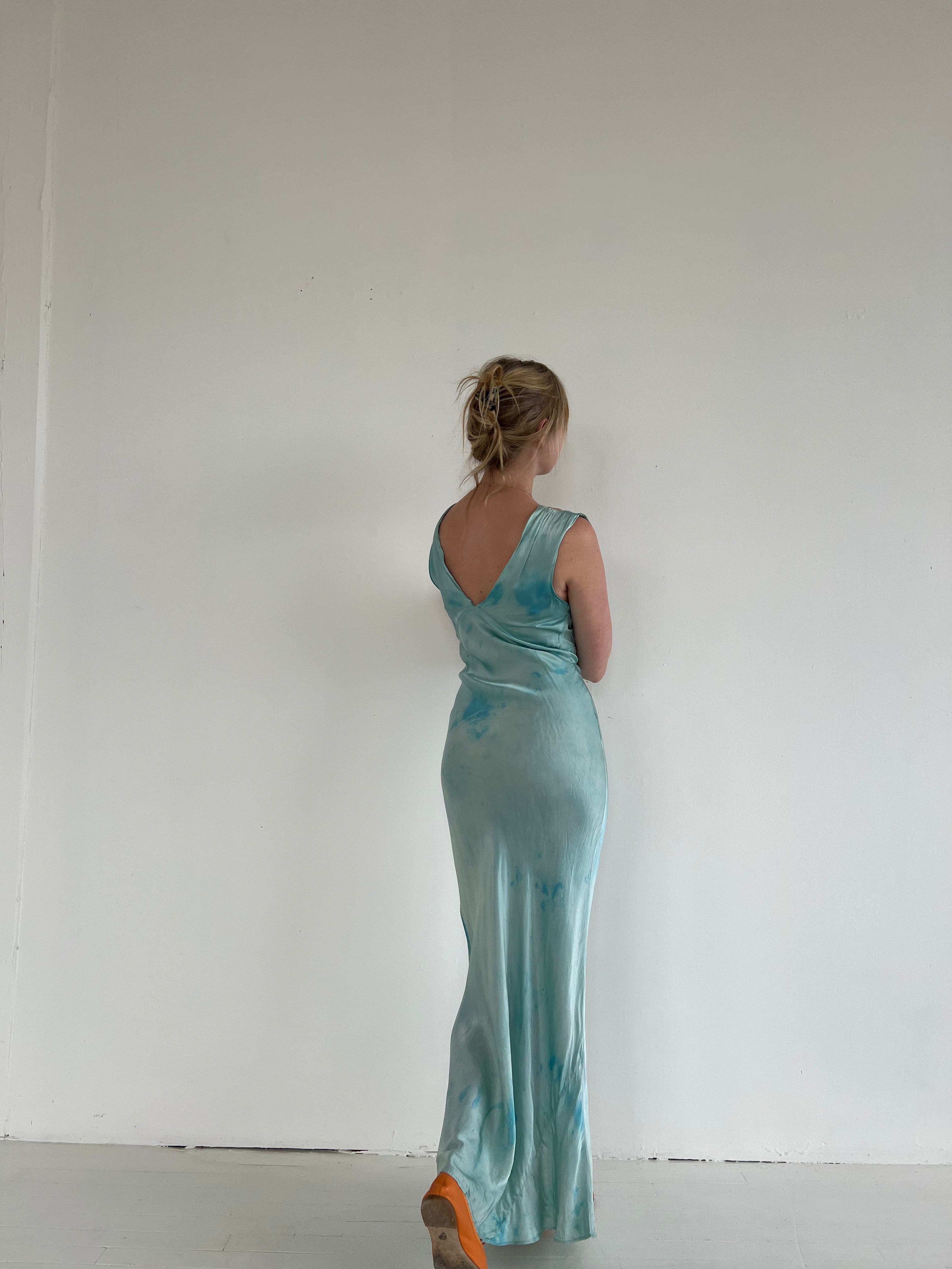 women teal dress on the bias designs ASOS Design - Bias Cut Racer Neck Maxi Dress - Women - Polyester - 12 US