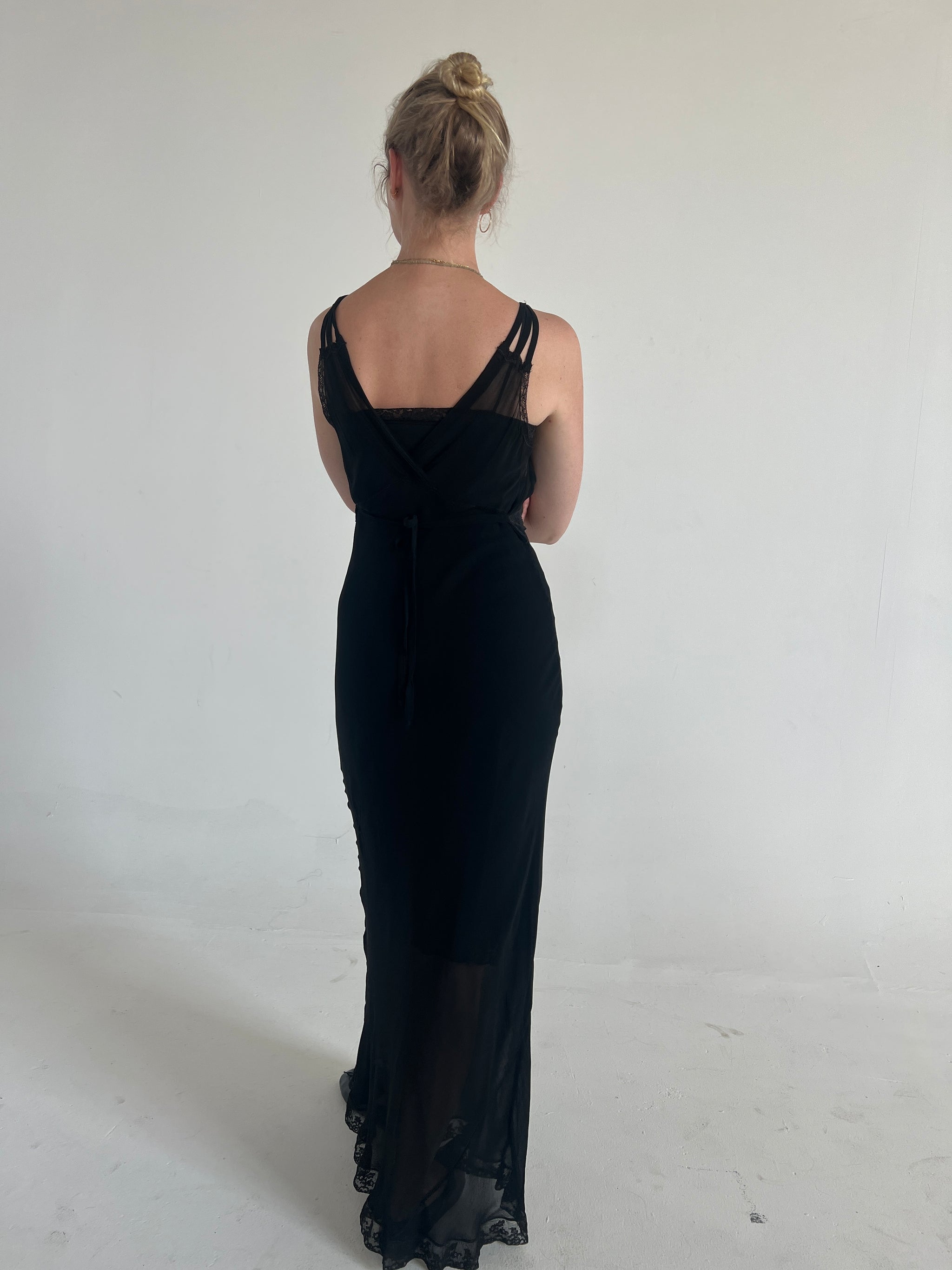 black chiffon slip dress Damia Mini Dress in Chiffon Black