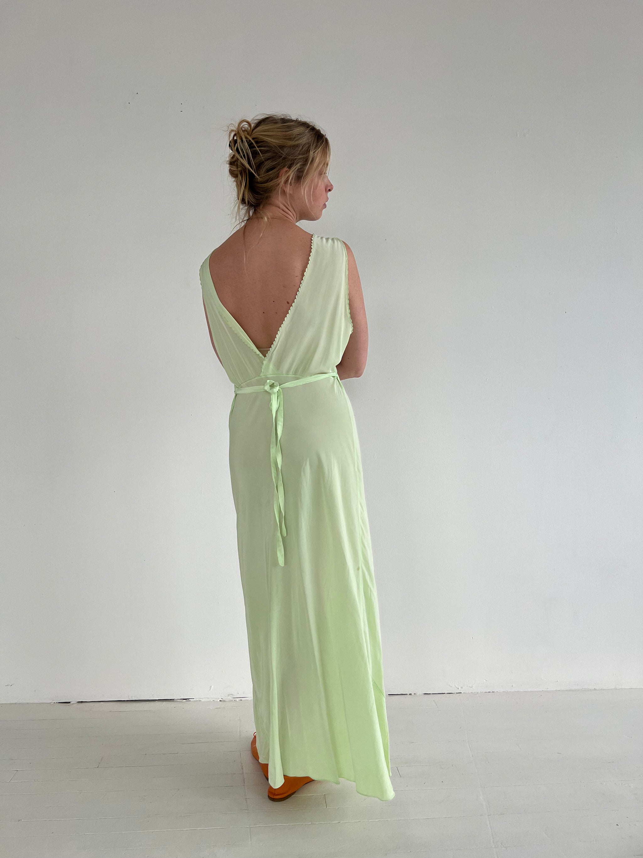 Hand Dyed Lime Green Slip Dress Eveliina Vintage Hand Dyed Lime Green Slip Dress Eveliina Vintage