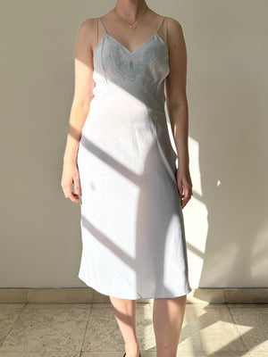 Handmade 1940's Pale Blue Silk Slip