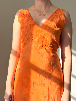 Hand Dyed Orange Silk Slip Dress