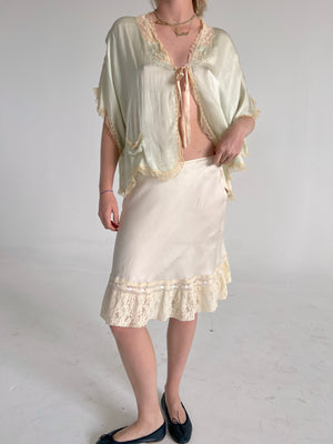 1930's Cream Silk Skirt