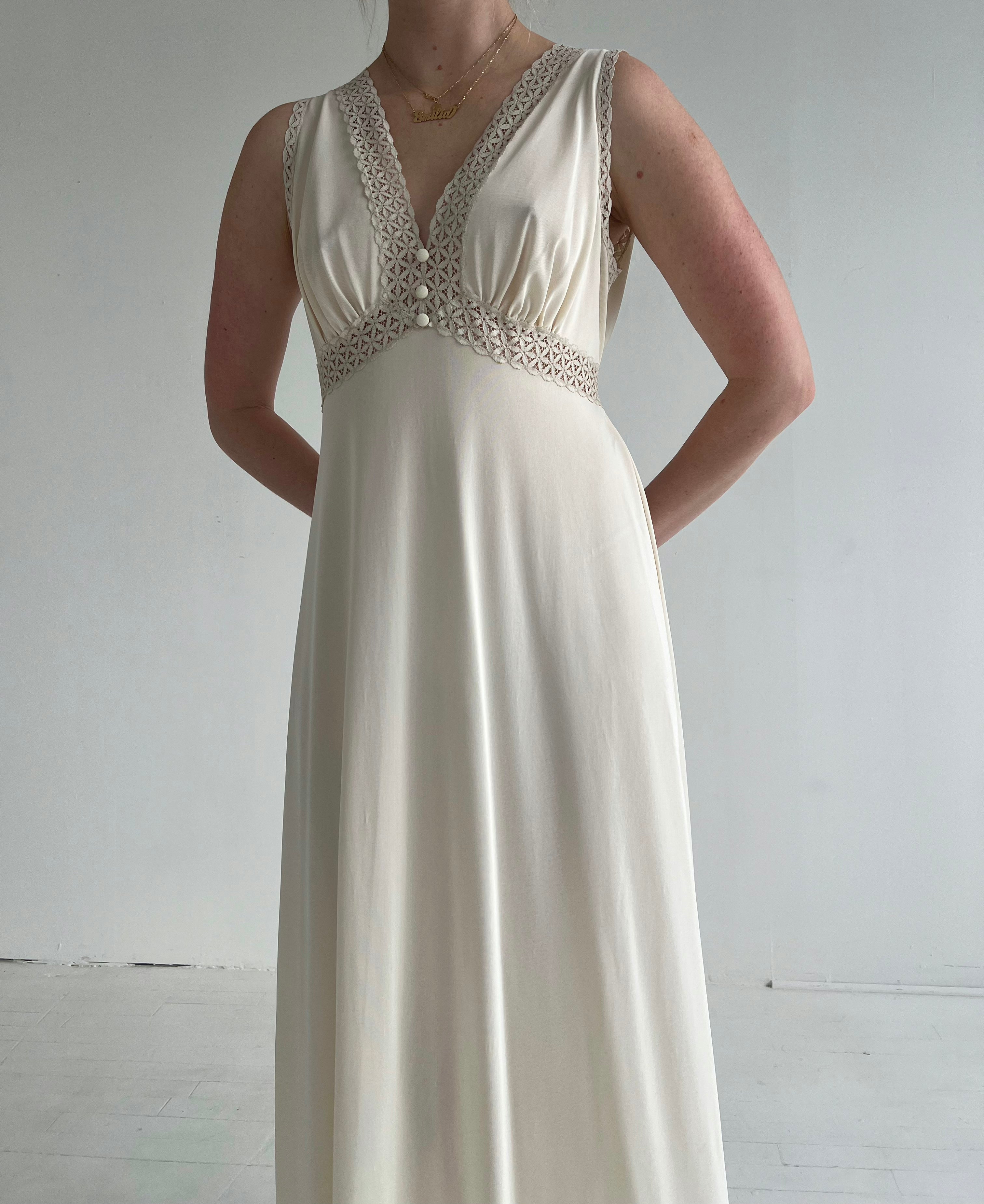 1950's Off White Slip Dress with Lace