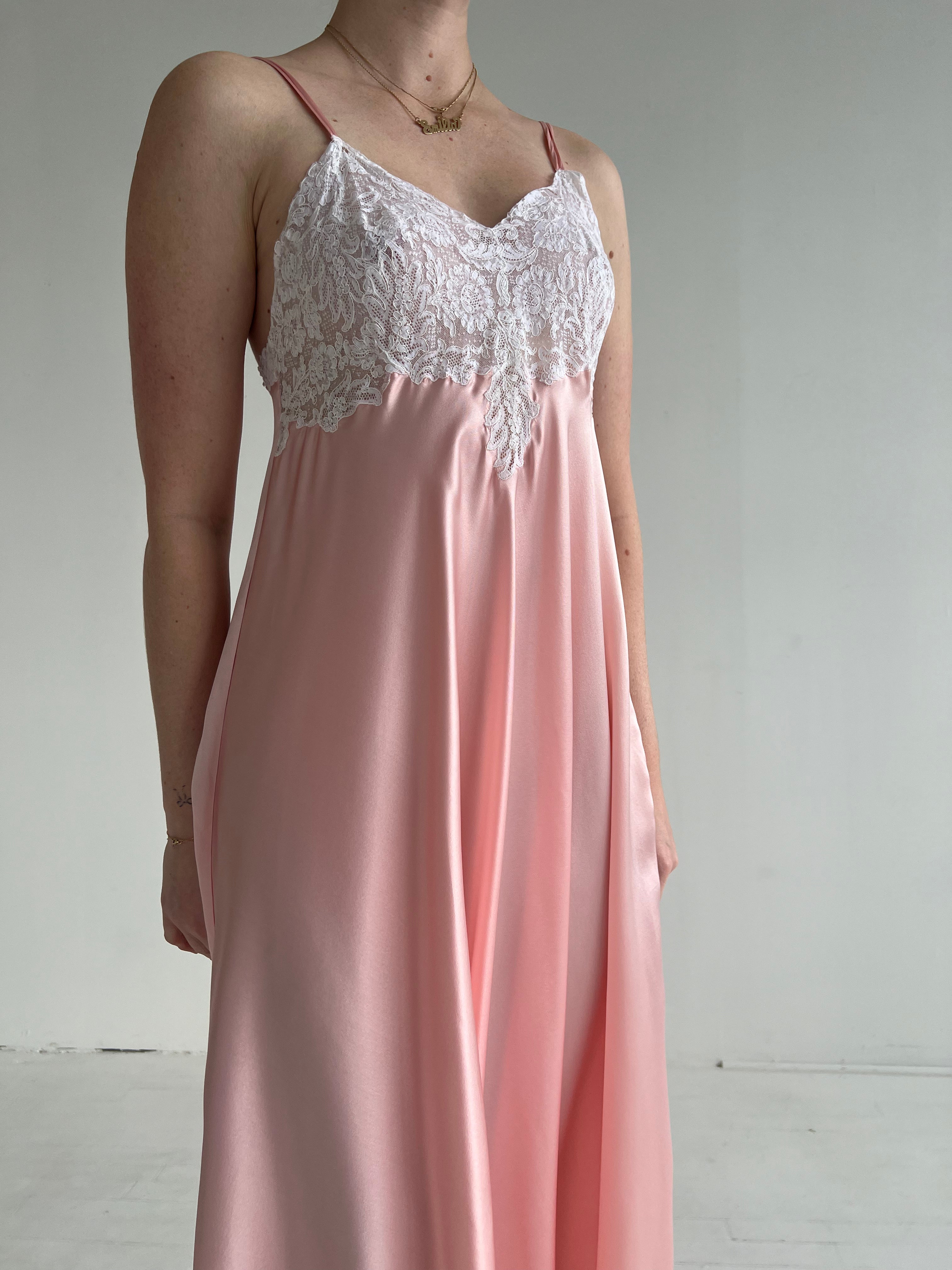 1960's Pink Slip with White Lace