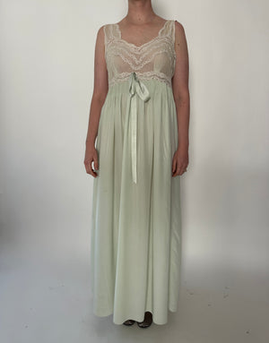 1930's Pale Green Silk Slip Dress with Chiffon Bust. – Eveliina Vintage