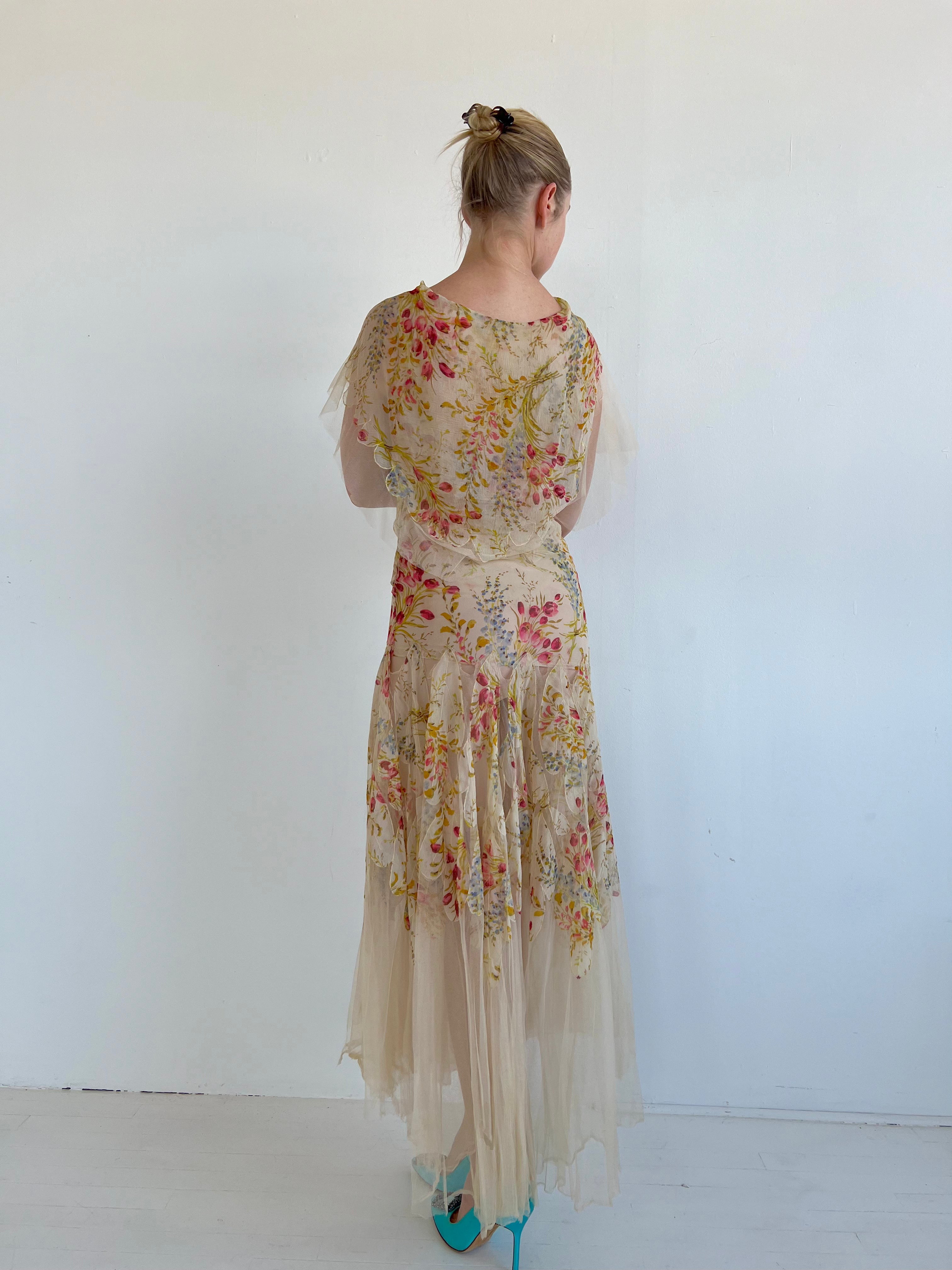 1920's Floral Silk Chiffon Dress – Eveliina Vintage