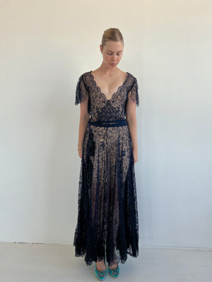 1950's Navy Lace Gown