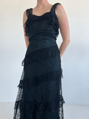 1950's Black Lace Gown