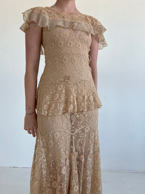 1930's Cream Lace Dress