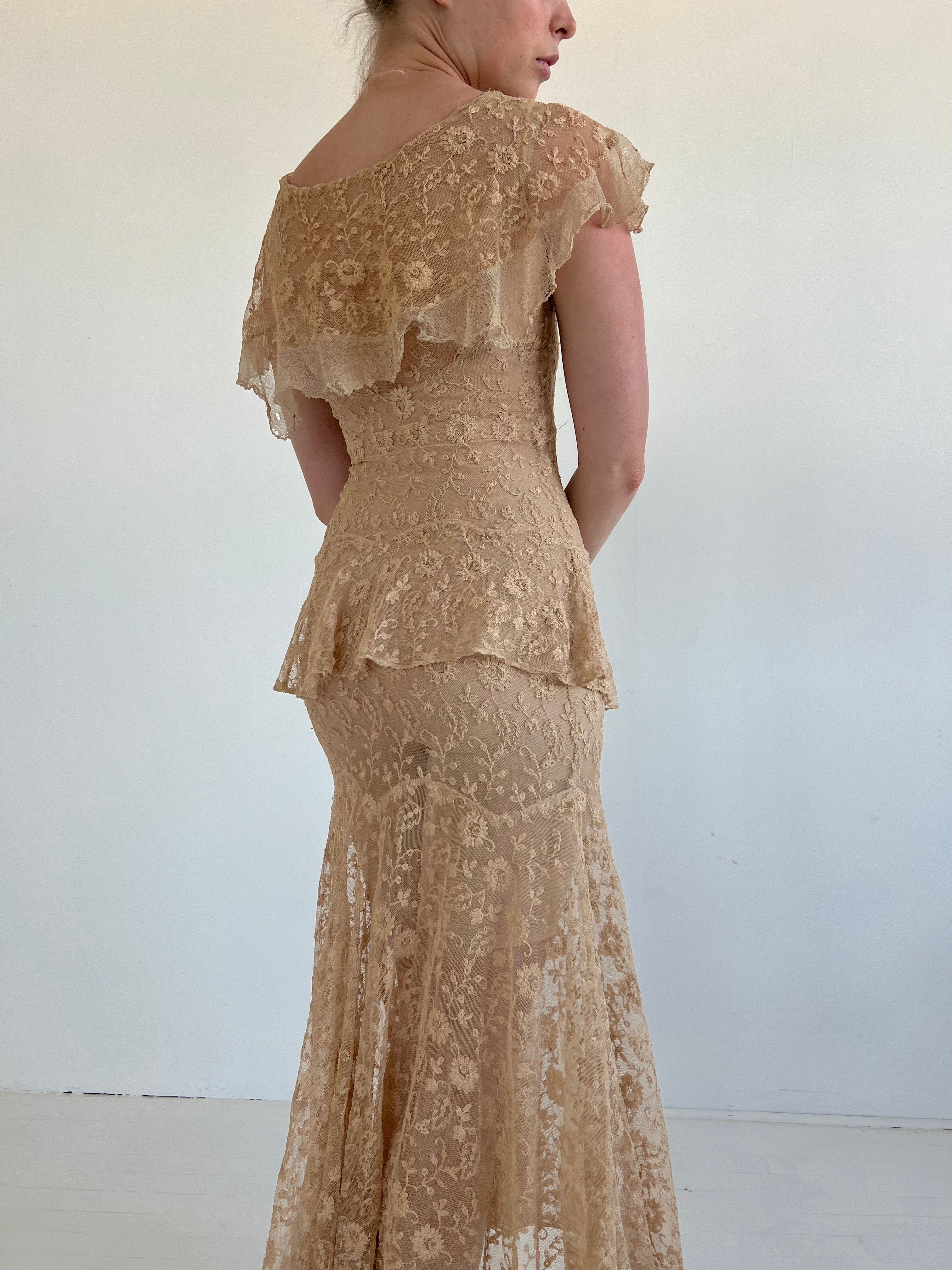 1930's Cream Lace Dress Eveliina Vintage 1930's Cream Lace Dress Eveliina Vintage