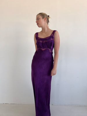 Hand Dyed Purple Silk Slip Dress