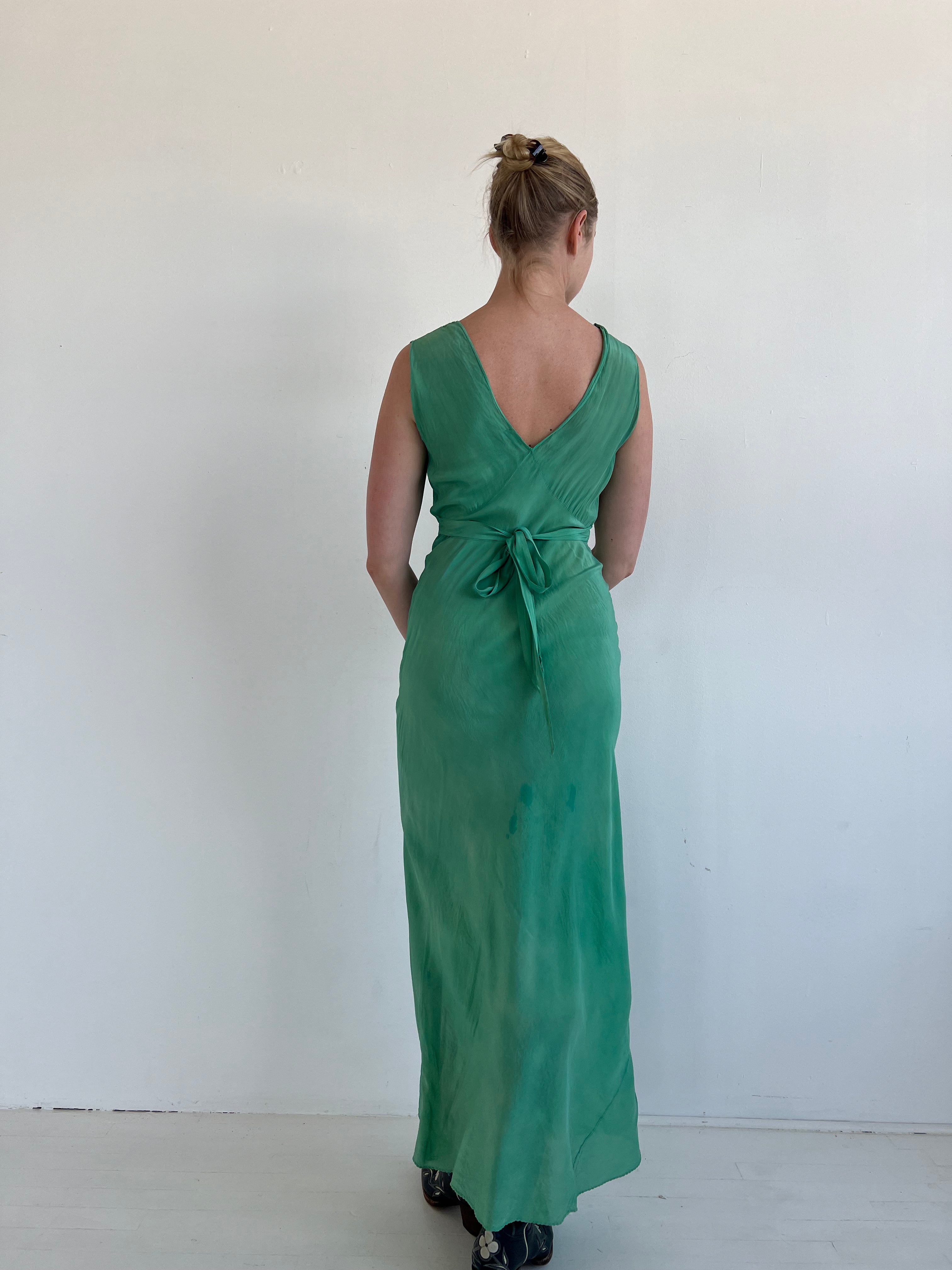 Hand Dyed Green Silk Slip Dress Eveliina Vintage Hand Dyed Green Silk Slip Dress Eveliina Vintage