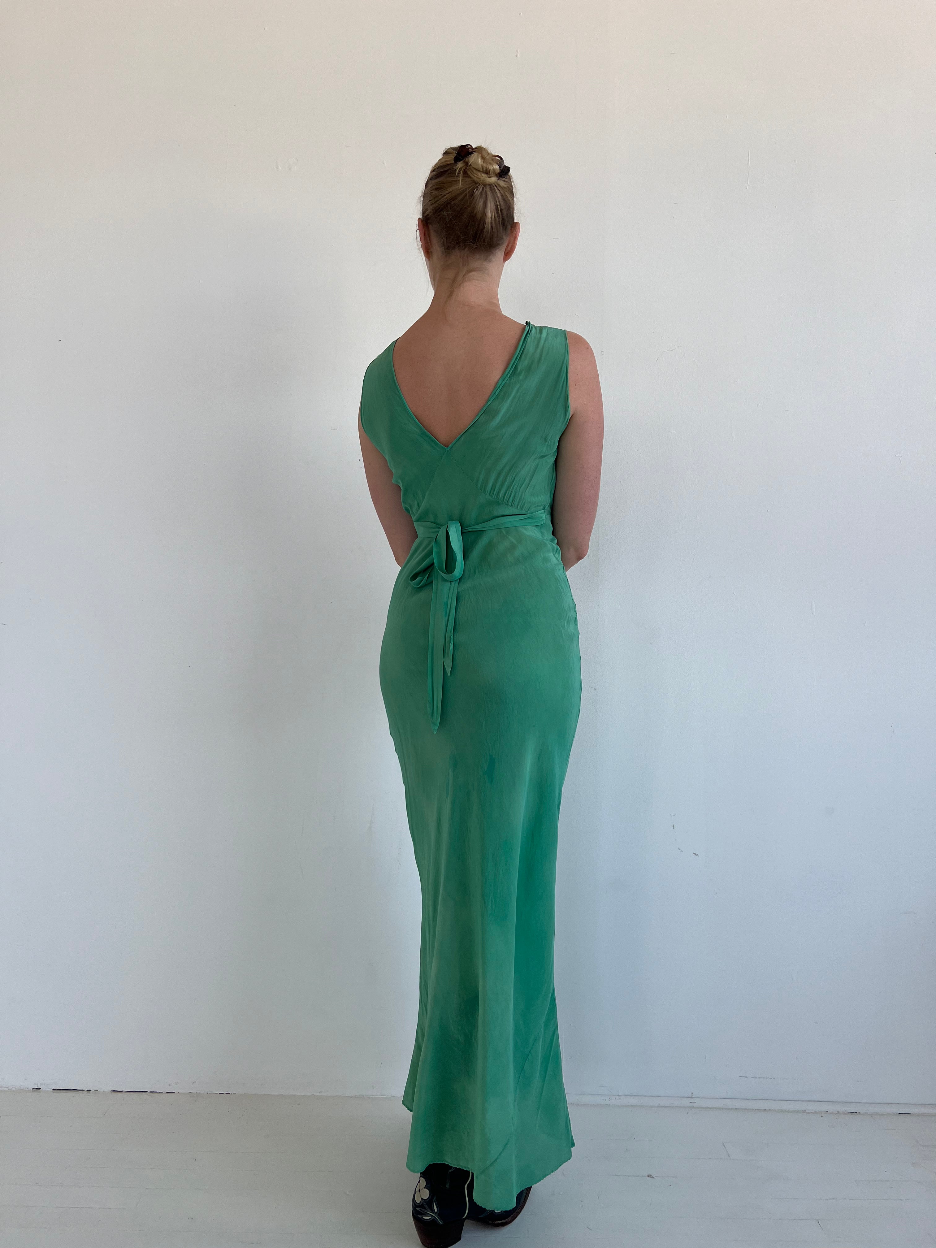 Hand Dyed Green Silk Slip Dress Eveliina Vintage Hand Dyed Green Silk Slip Dress Eveliina Vintage