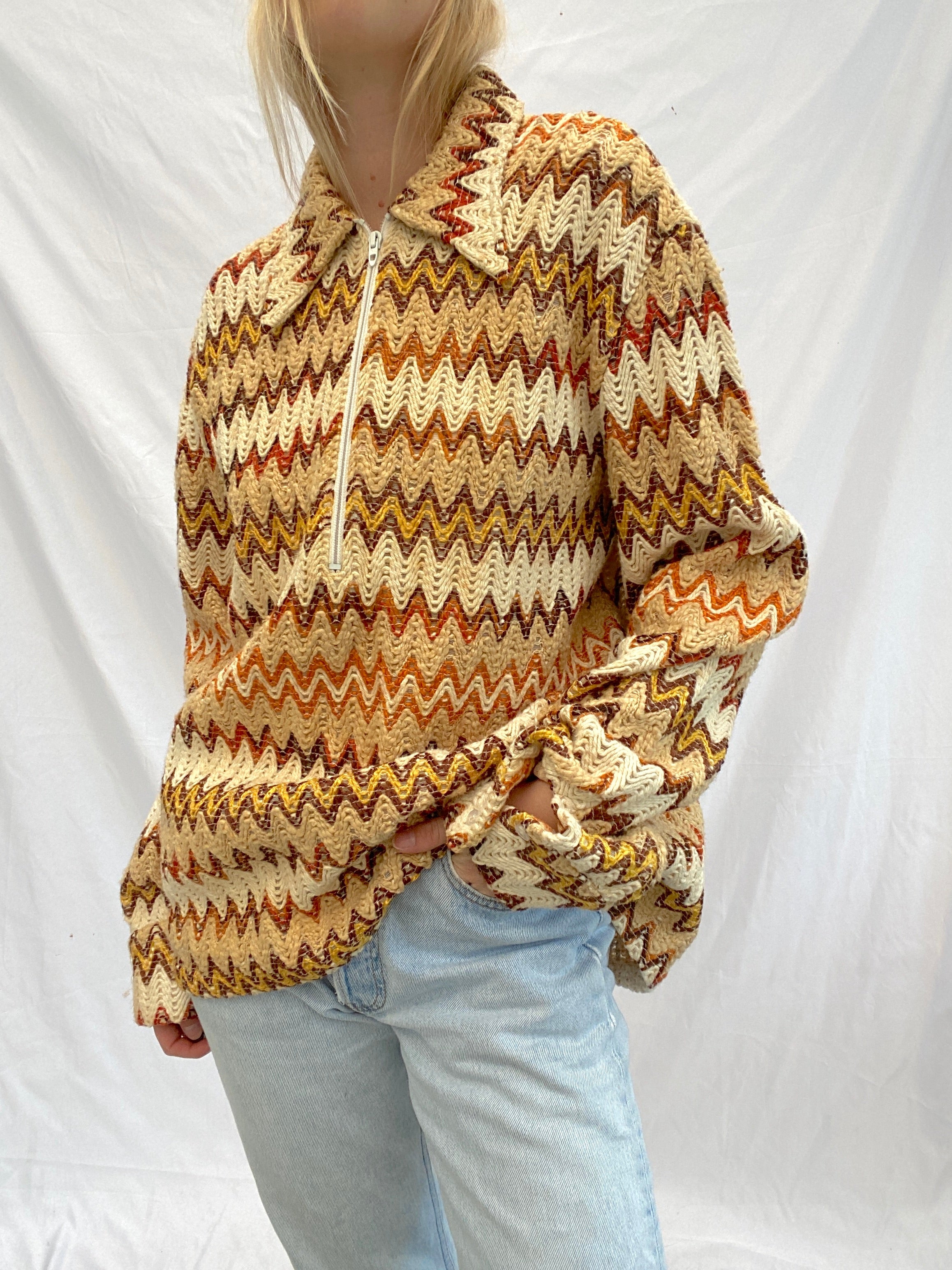 Groovy 70's Chevron Knit Jacket