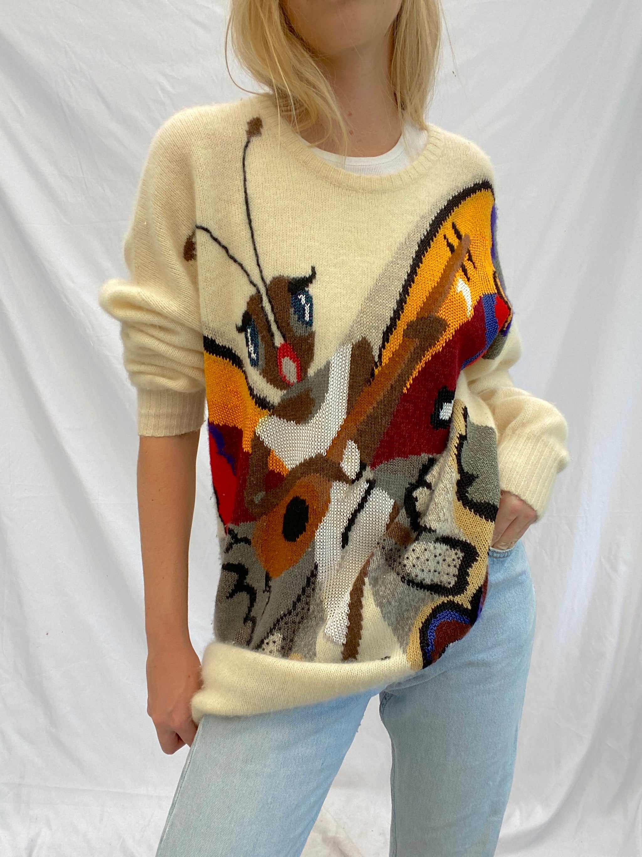 Cream Butterfly Krizia Maglia Sweater – Eveliina Vintage