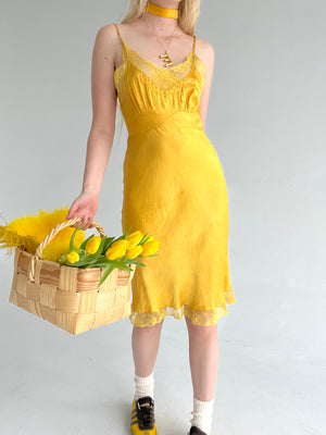 Hand Dyed Mustard Yellow Silk Slip