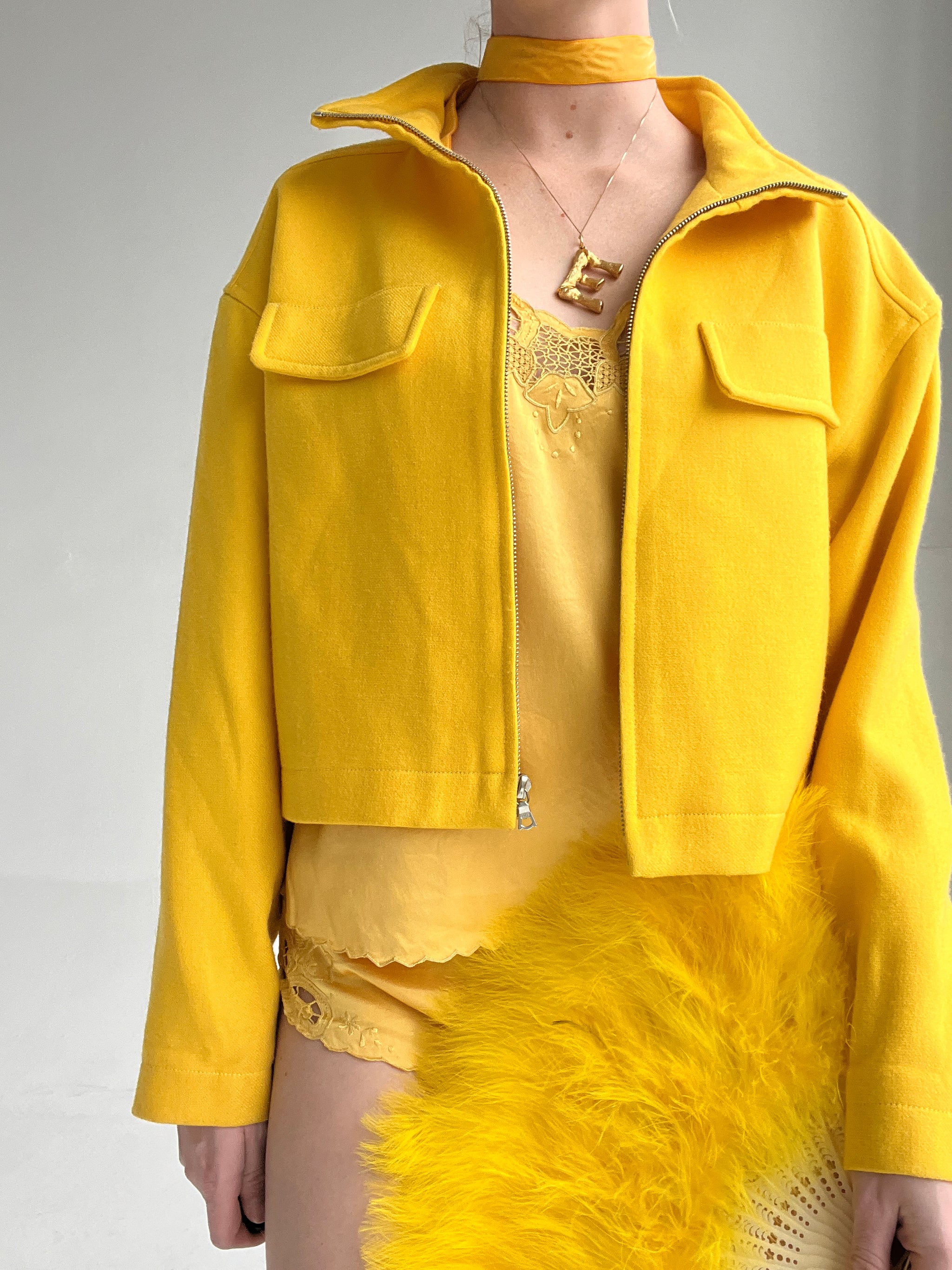 ジャケット・アウター 90s courreges llic hoodie coat 1970's Yellow Courreges Jacket – Eveliina Vintage