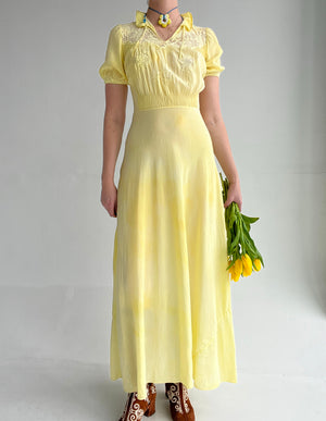 Hand Dyed Pale Yellow Silk Dress