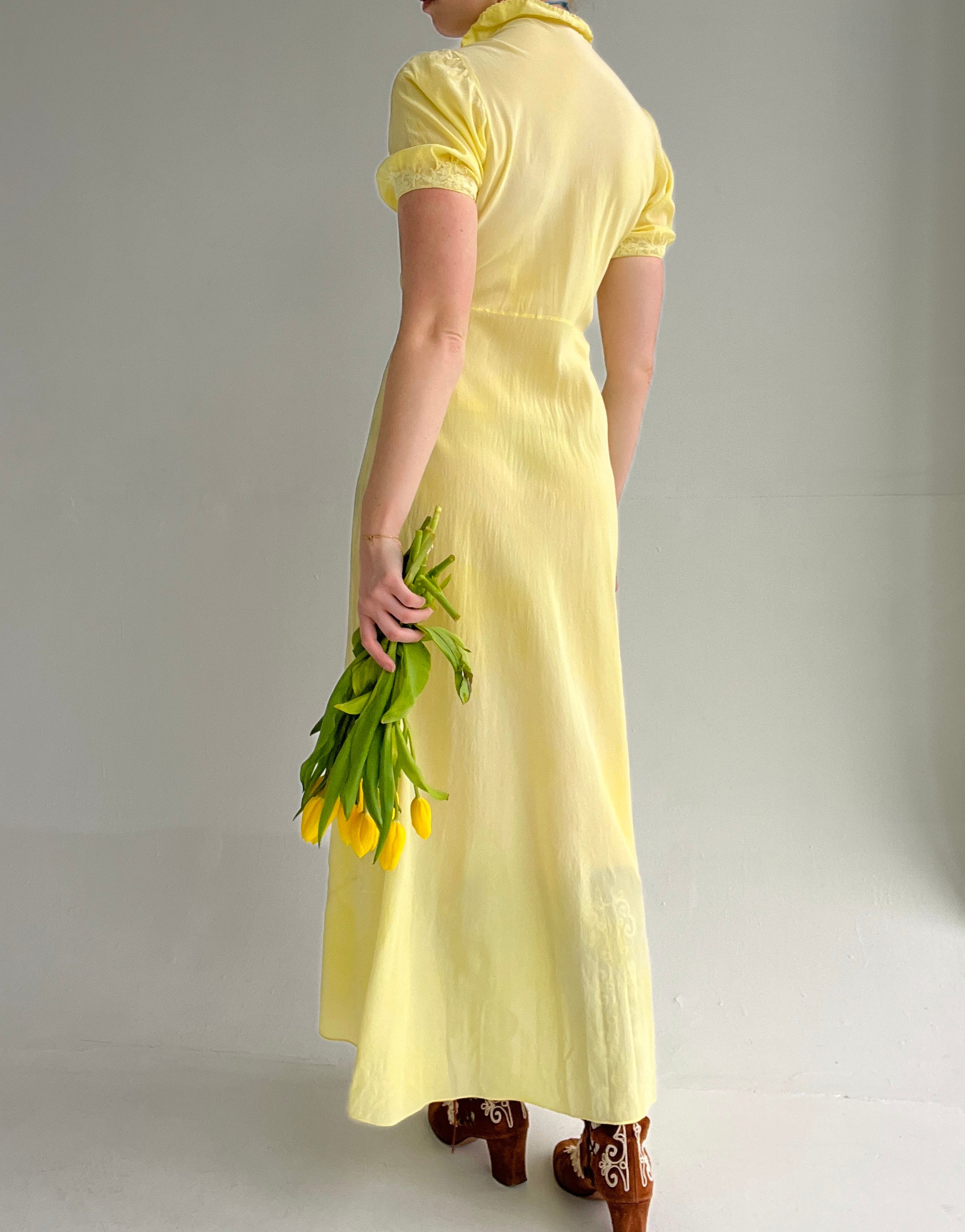 Hand Dyed Pale Yellow Silk Dress – Eveliina Vintage