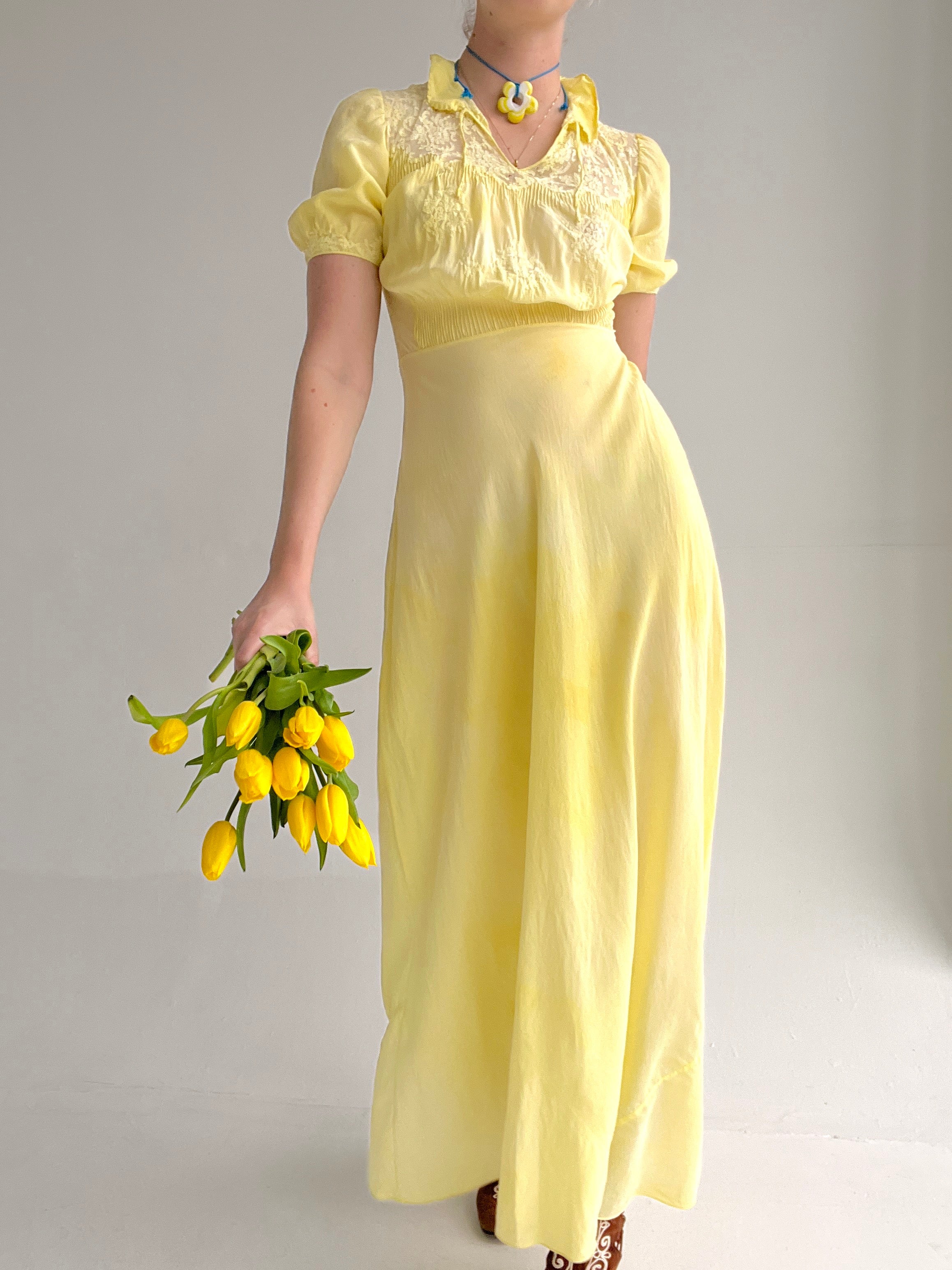pale yellow silk dress Lulus | Yellow Satin Ruffled Midi Dress | Womens | Large (Available in XL)